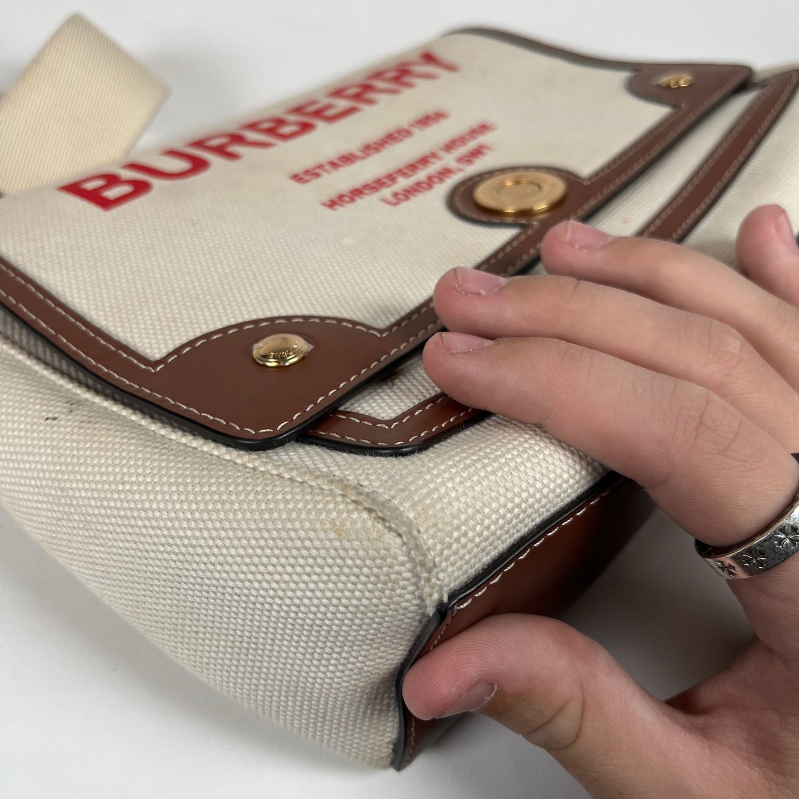 Burberry Horseferry Red Logo Canvas Crossbody Bag