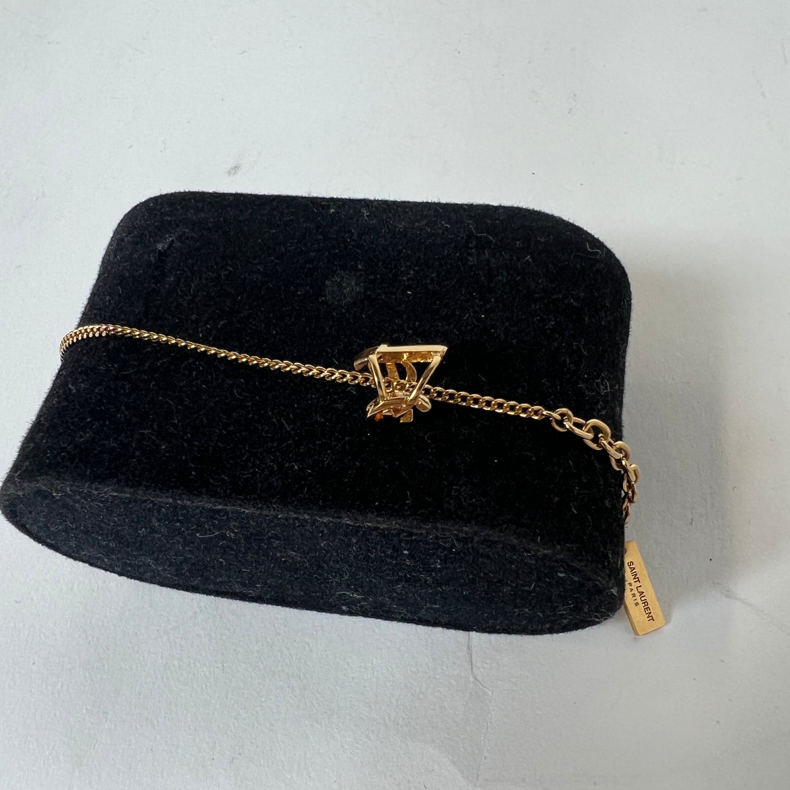 Saint Laurent Gold YSL Curve Link Bracelet