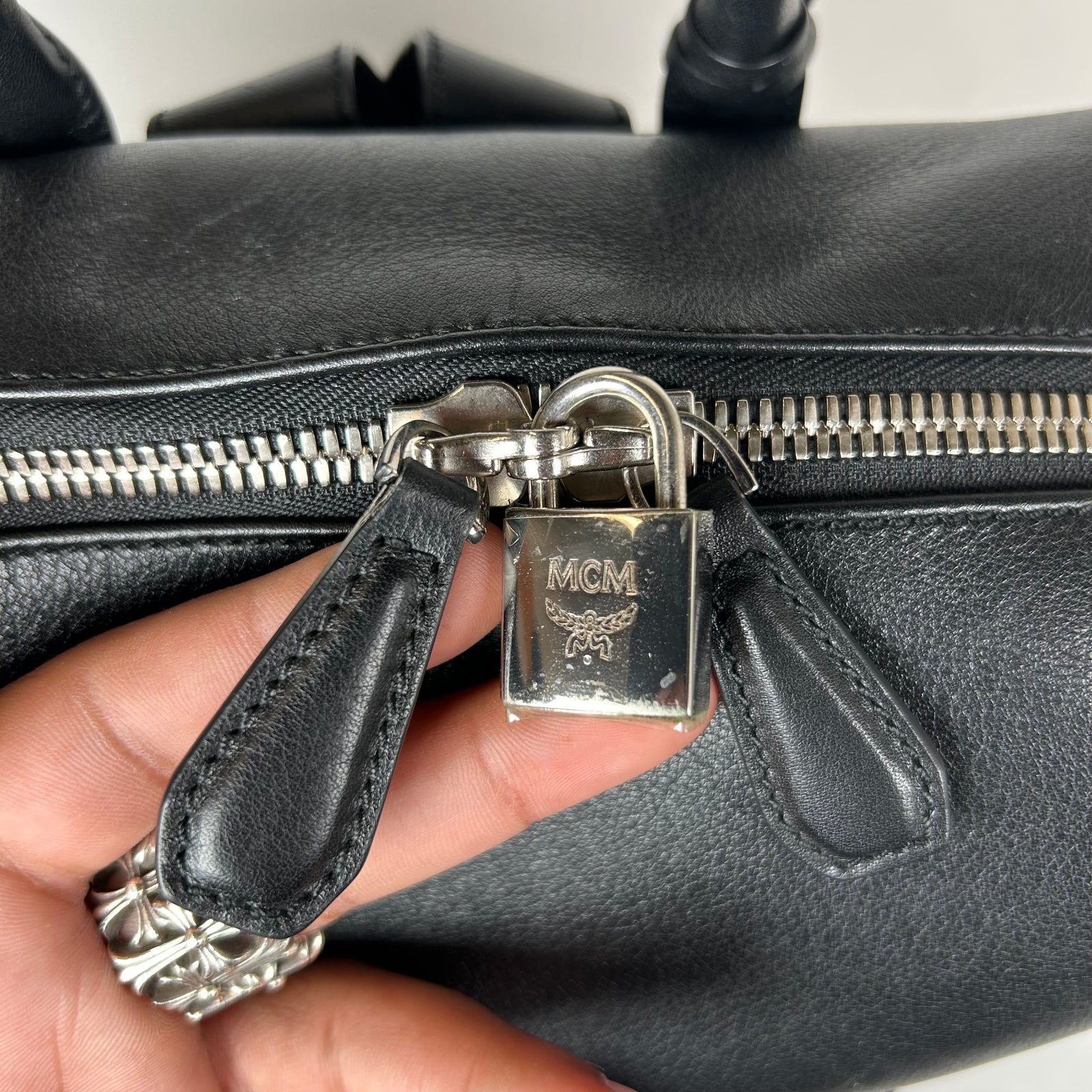 MCM Black Lamsbskin Leather Backpack