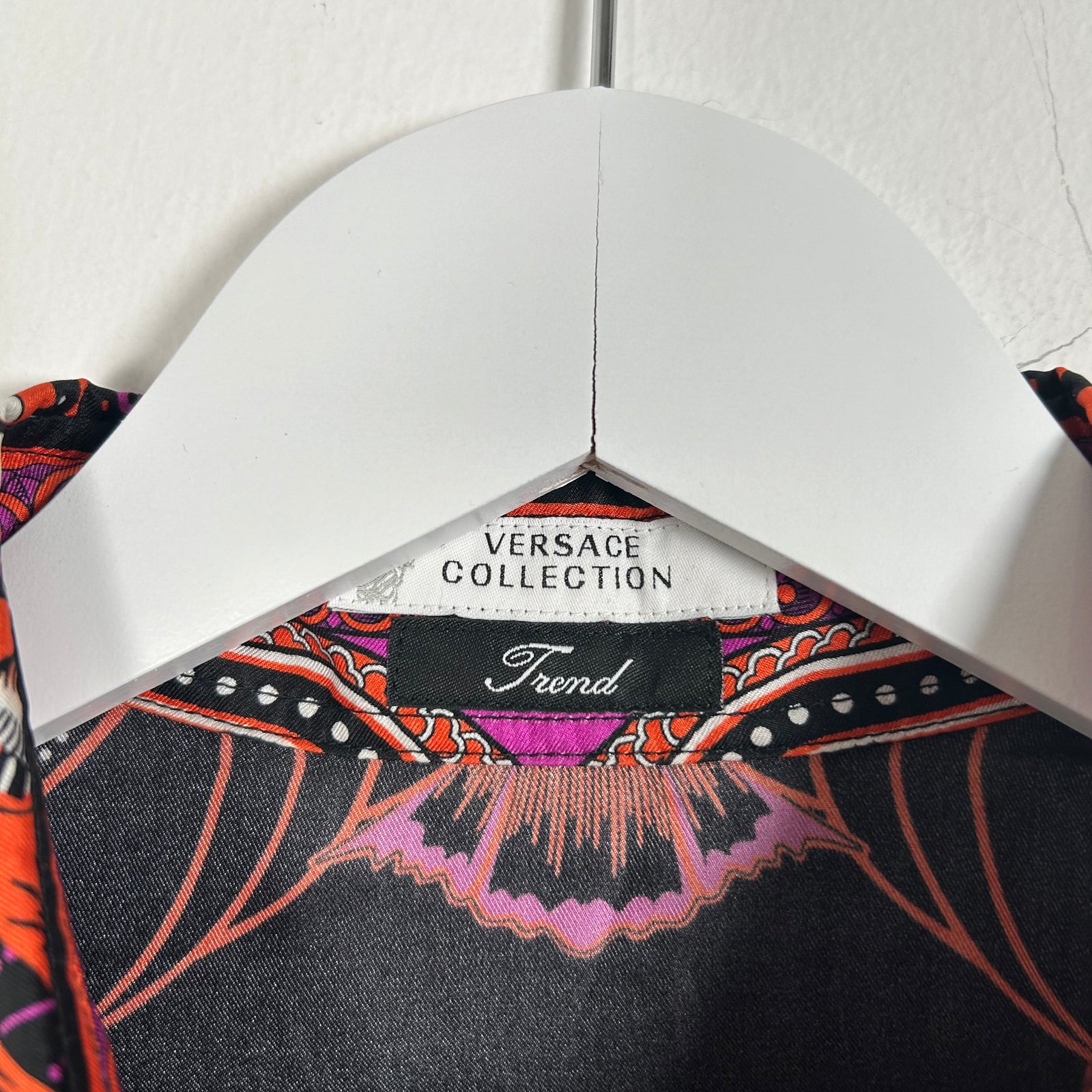 Versace Orange SIlk Button Up Shirt Size M