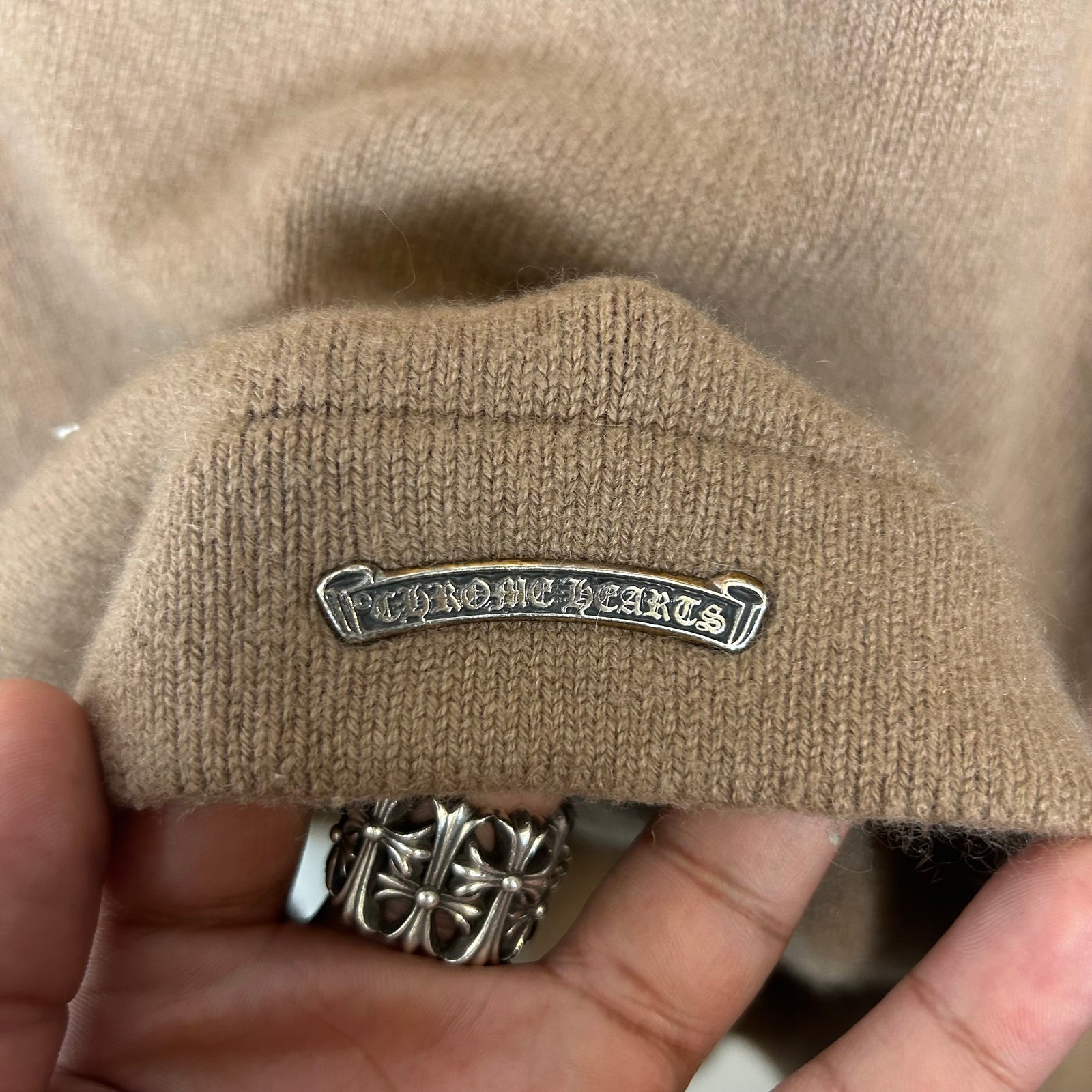 Chrome Hearts Brown Triple Cross Patch Cashmere Sweater Size M