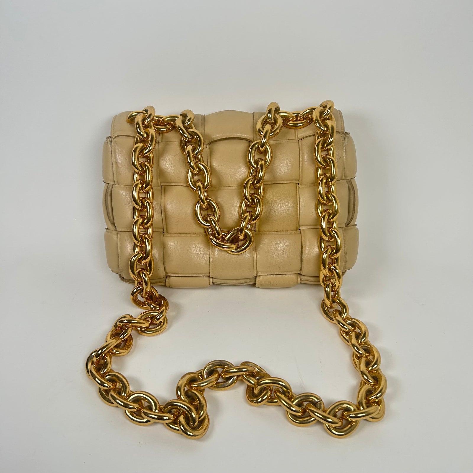 Bottega Veneta Beige Padded Chain Cassette Bag