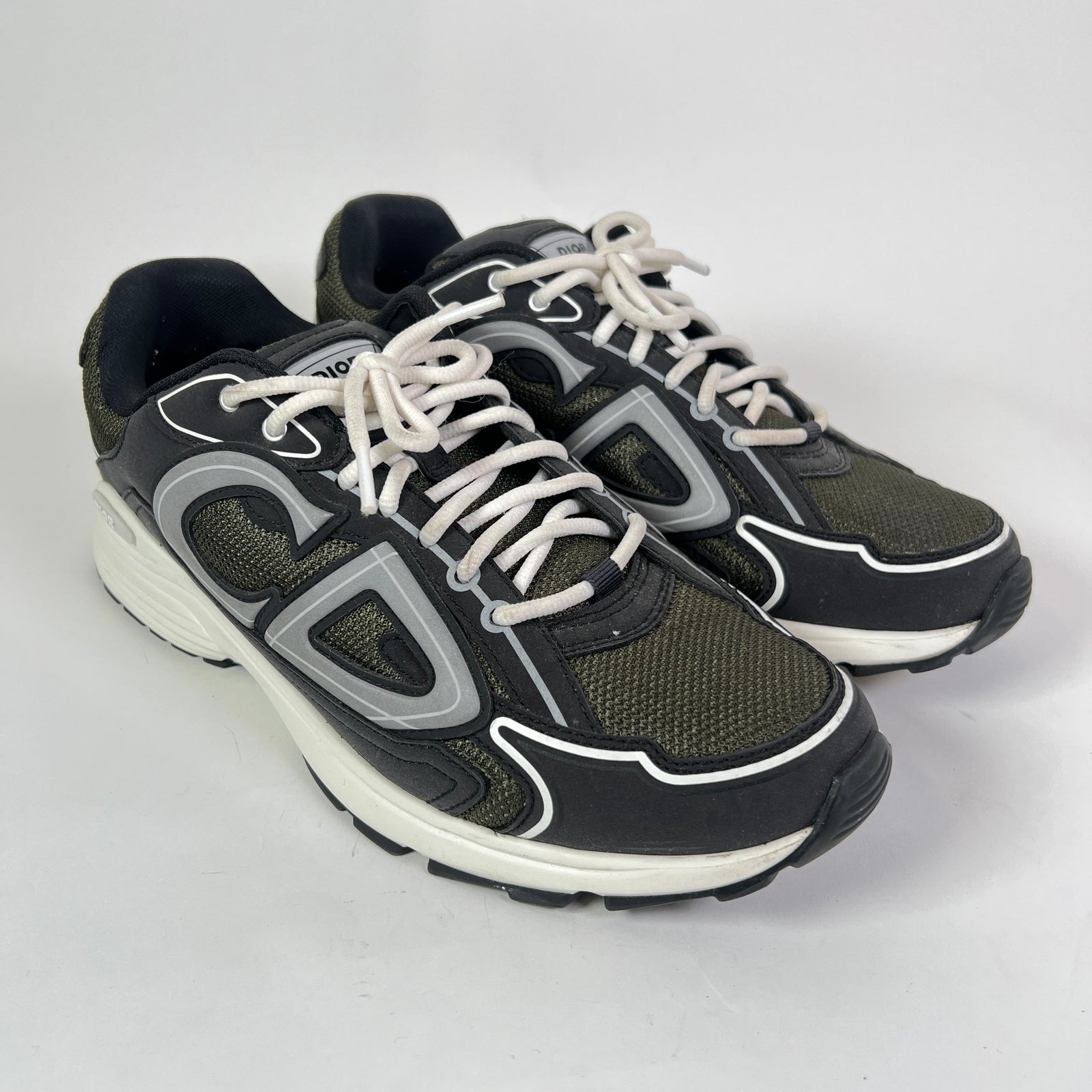 Dior B30 Dark Green/Black Technical Mesh Sneakers
