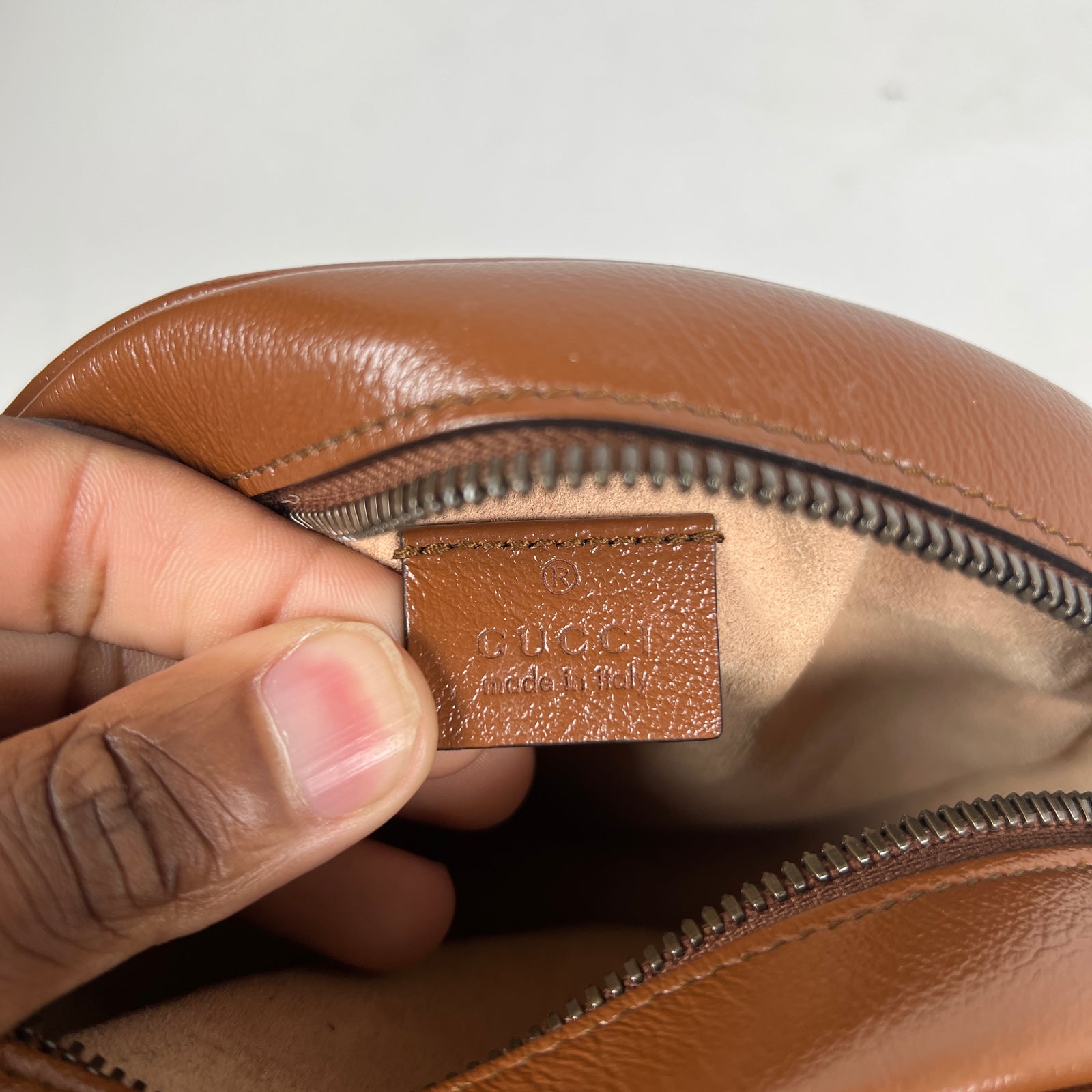 Gucci Brown Azalea Calfskin Diagonal Mini Round Shoulder Bag