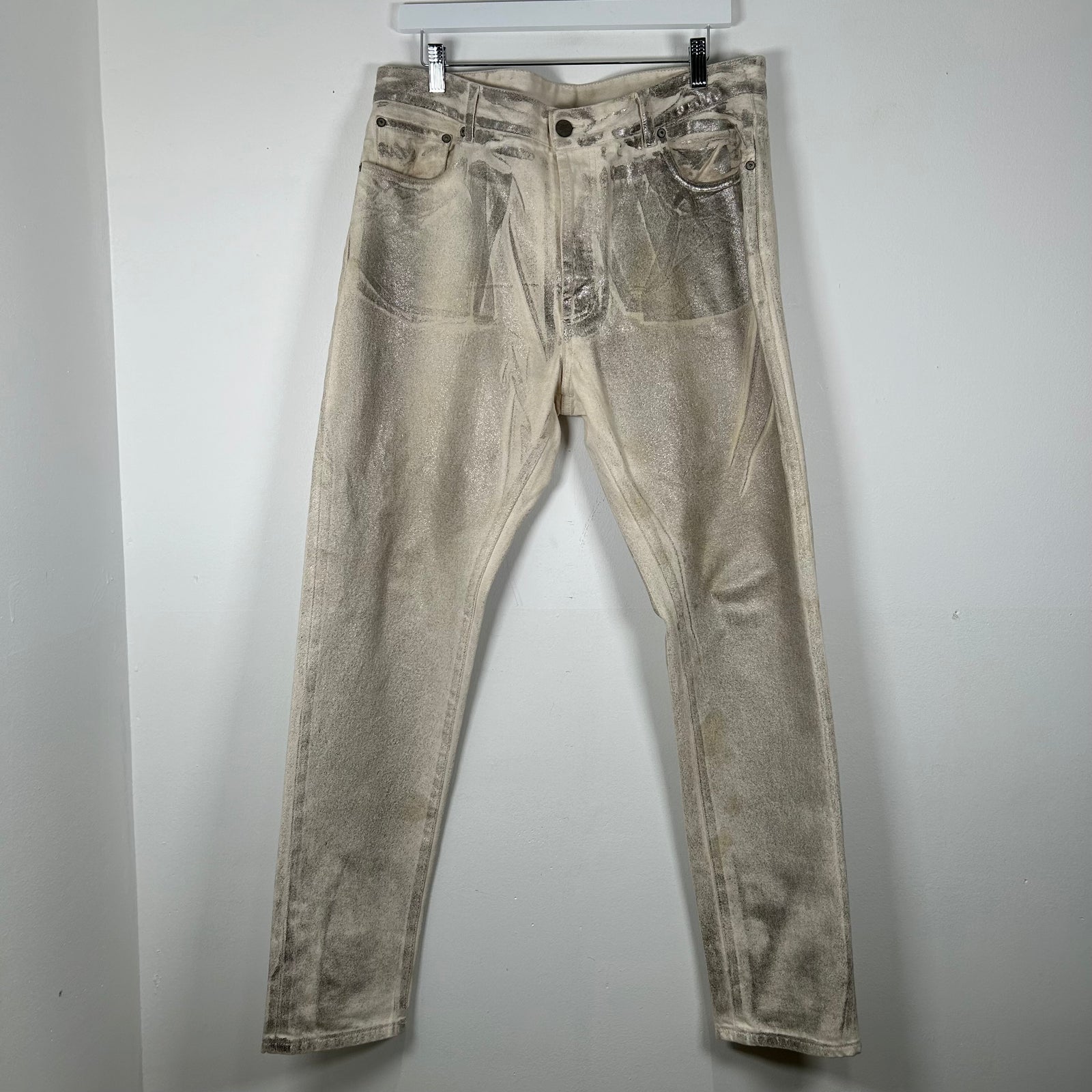 Palm Angels Waxed Metallic Jeans Size 32