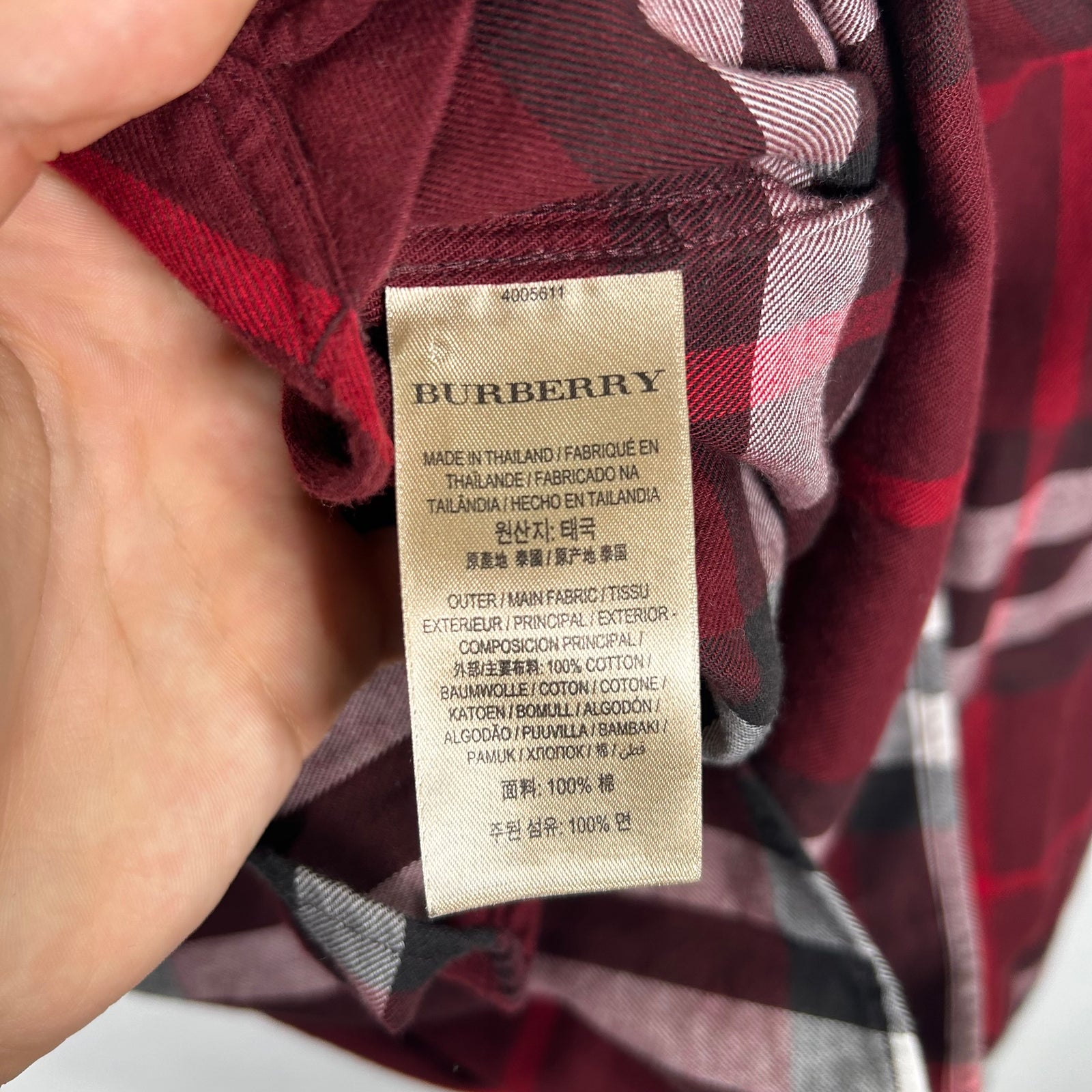 Burberry Red Plaid Button Up Shirt Size M