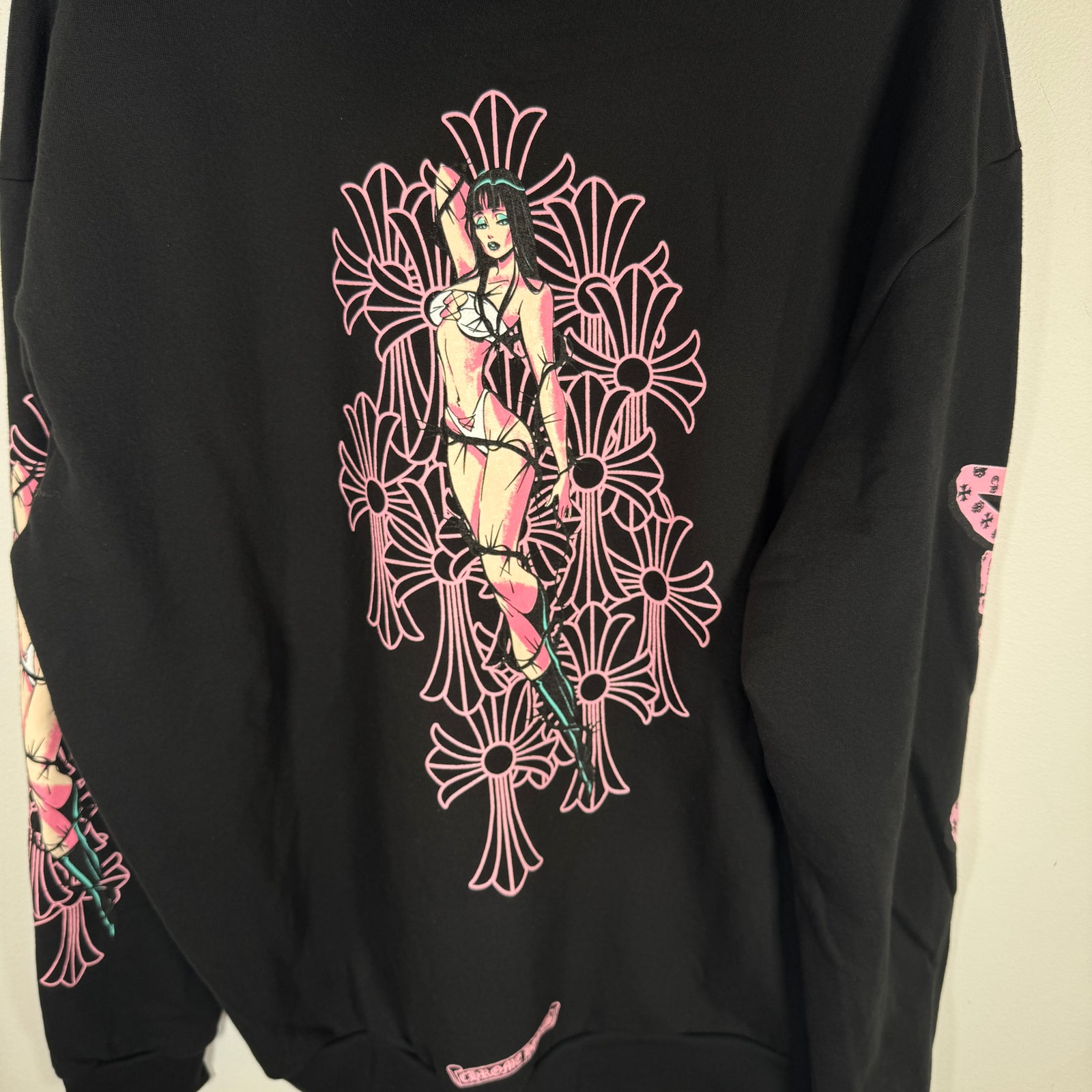 Chrome Hearts Black/Pink Deadly Doll Zip-Up Hoodie Size L