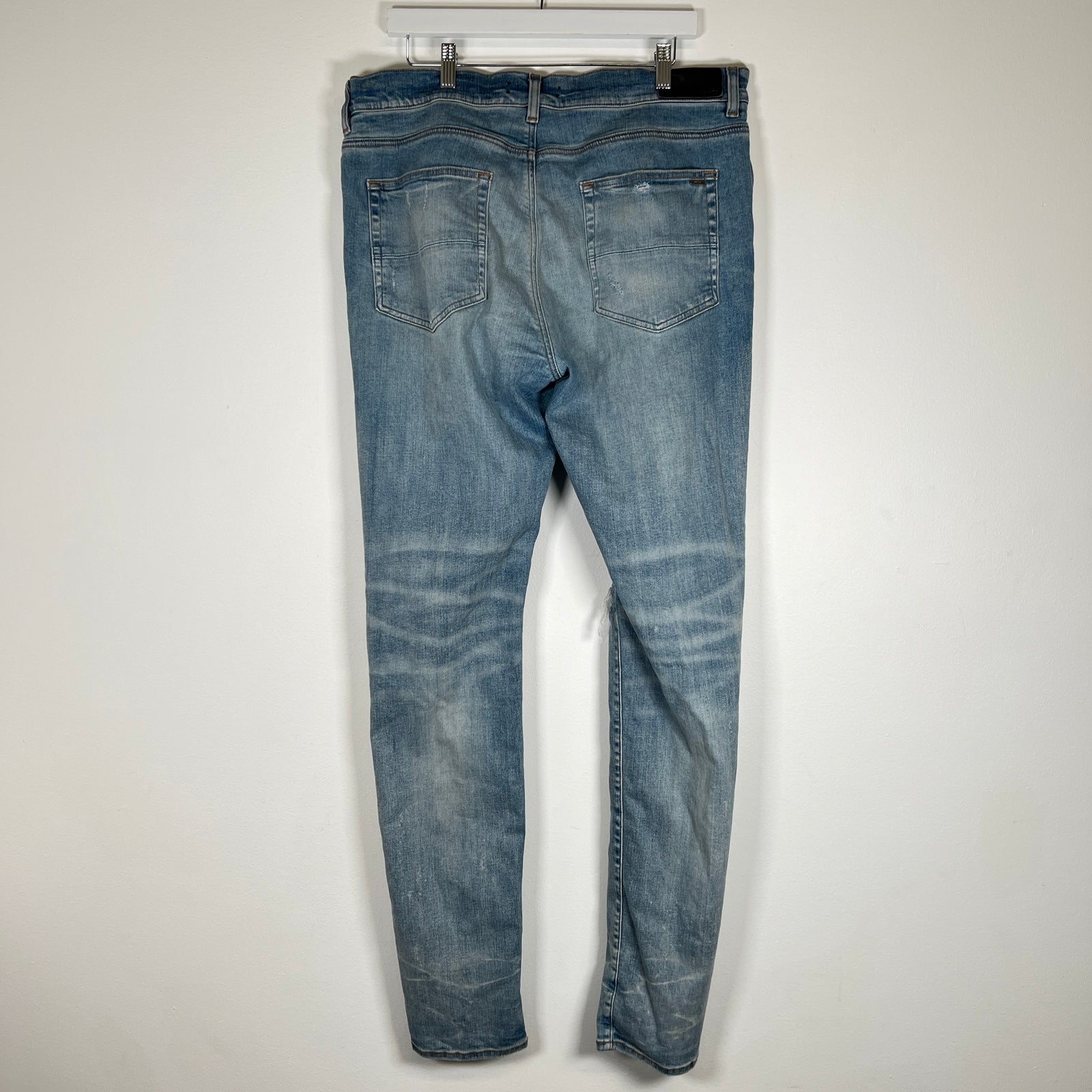 Amiri MX1 Lightwash Black Leather Size 38