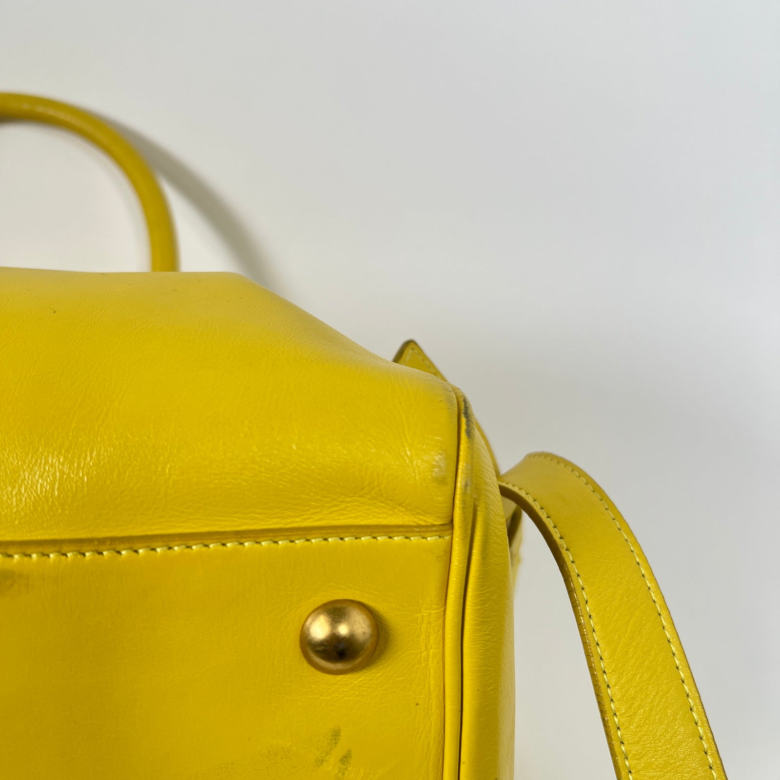 Saint Laurent Yellow Calfskin Leather Classic Baby Duffle Bag