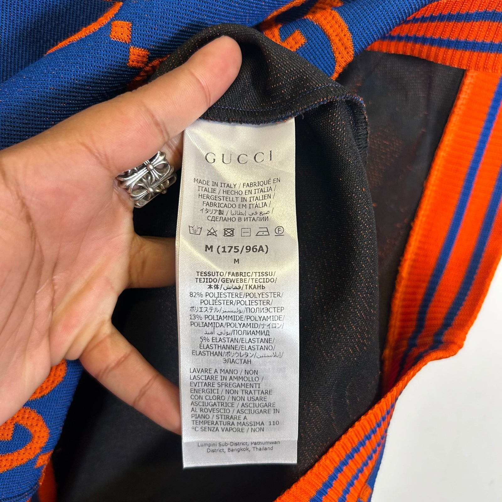 Gucci Blue/Orange Jumbo GG Jacquard Polo Size M