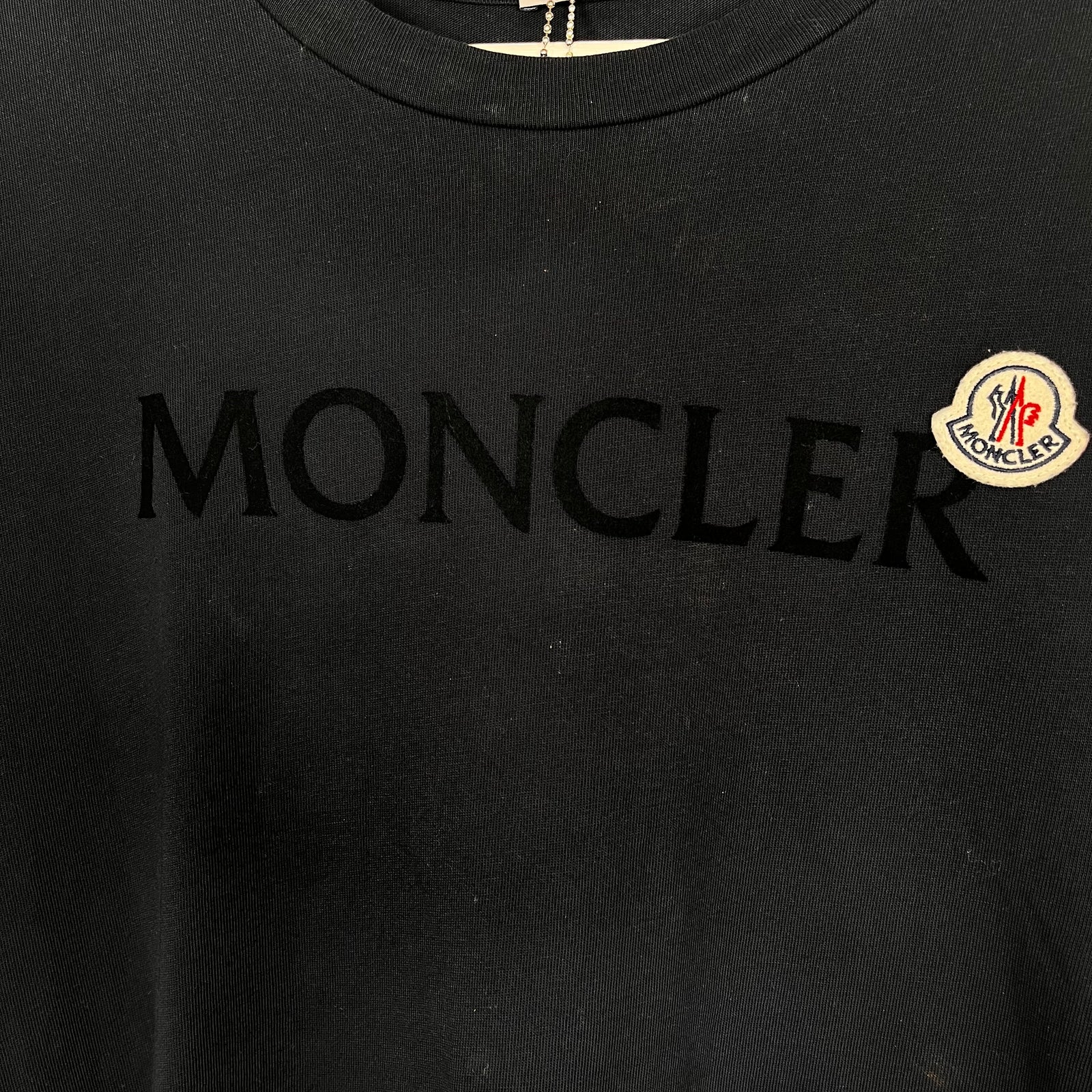 Moncler Navy Flocked Logo Tee Size S