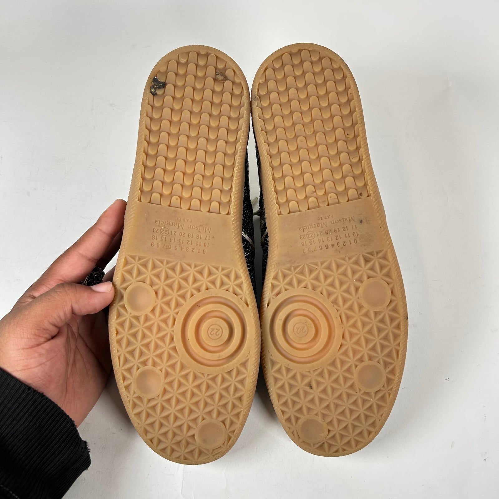 Maison Margiela Black Cracked Leather Gats Size 42