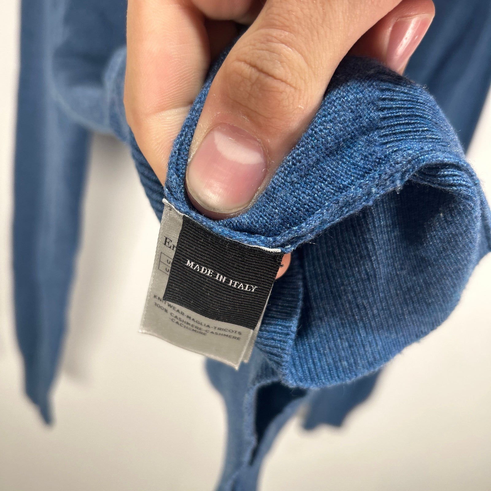 Zegna Blue Cashmere Quarter Zip Size M