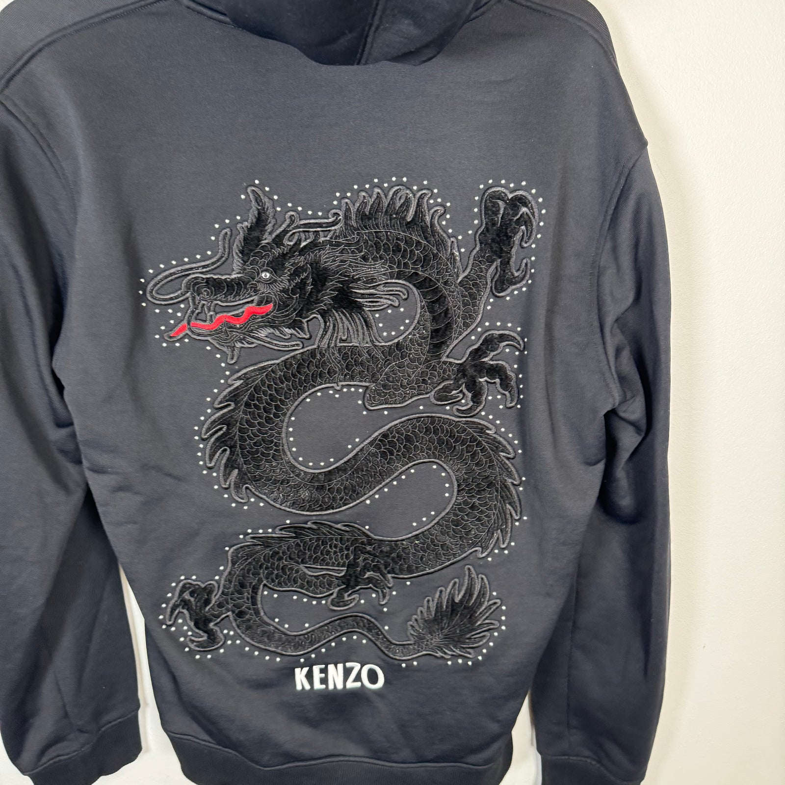 Kenzo Black Dragon Embroidered Hoodie Size M