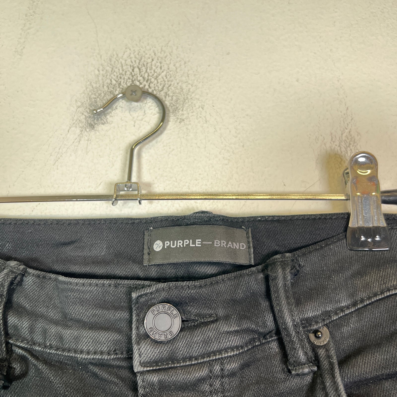 Purple Brand Black Waxed Distressed Jeans Size 34
