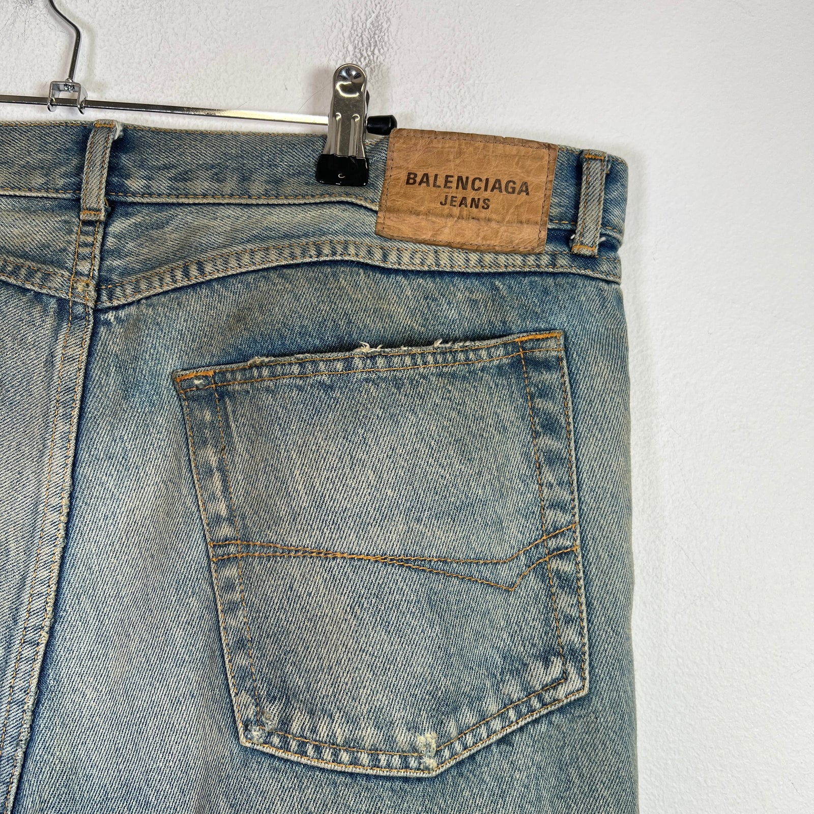 Balenciaga FW22 Lightwash Waxed Super Fitted Jeans