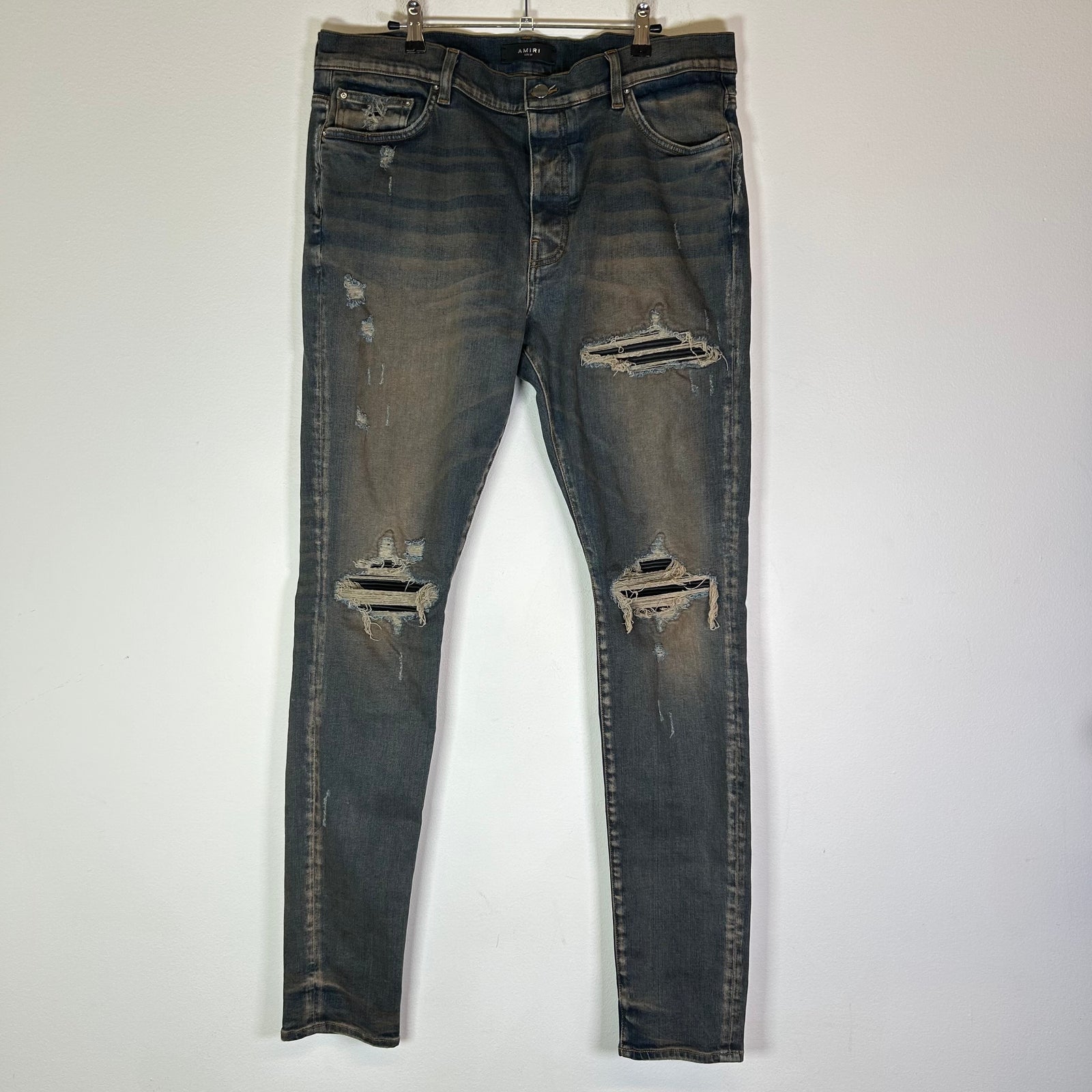 Amiri MX1 Mudwash Black Patch Jeans