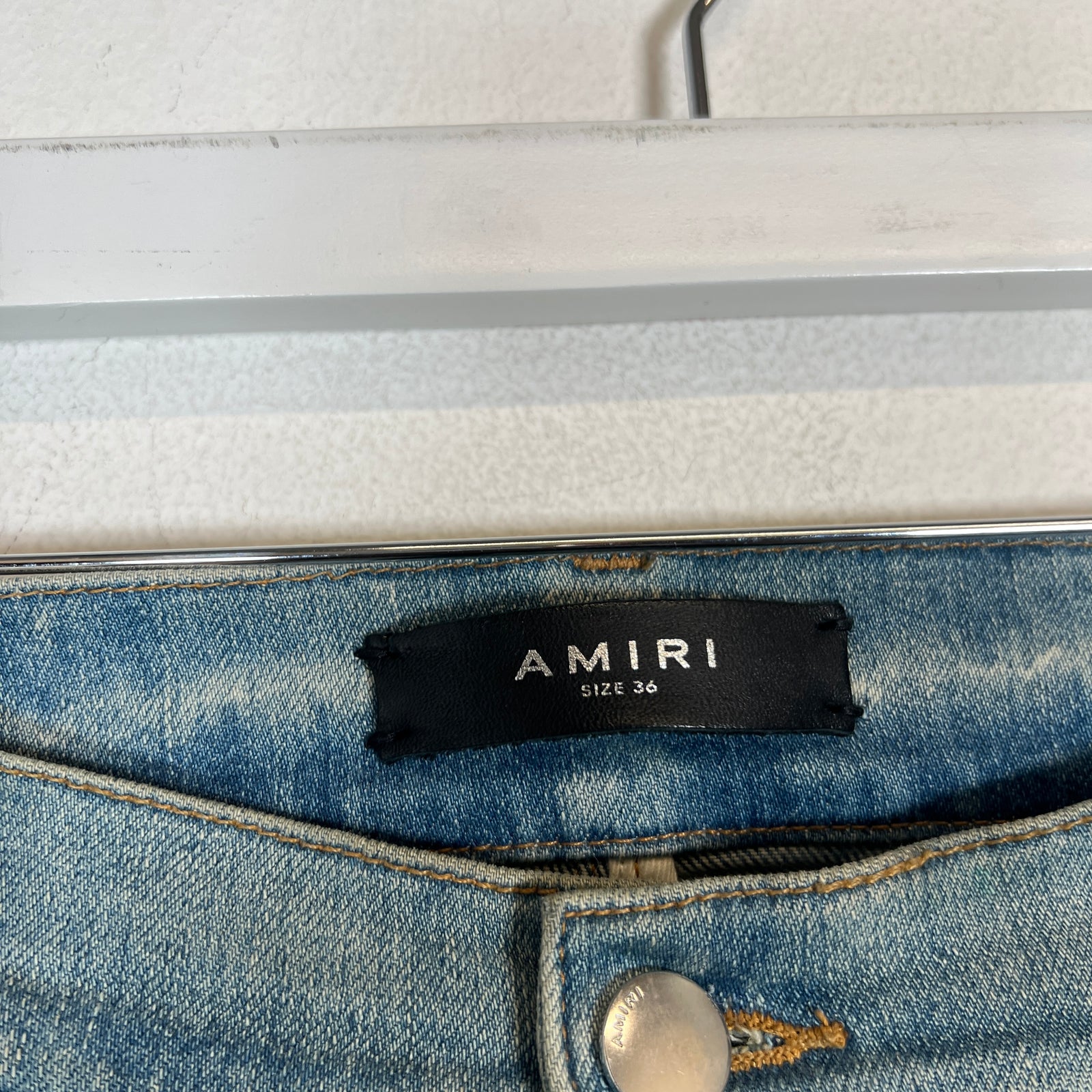 Amiri Teal Bone Lightwash Skinny Jeans Size 36