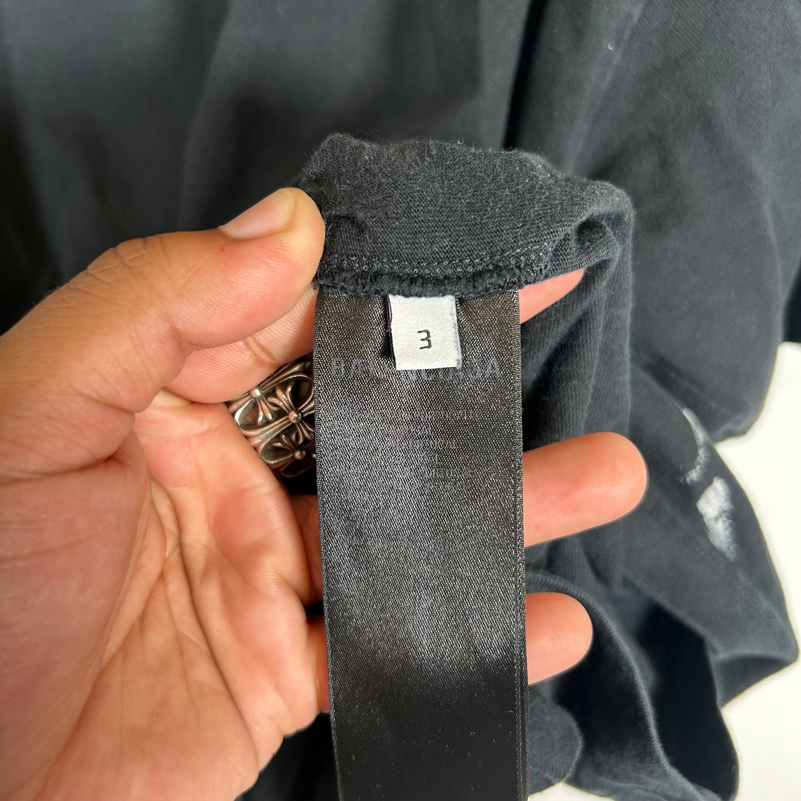 Balenciaga Black Metal Distressed T-Shirt Size 3