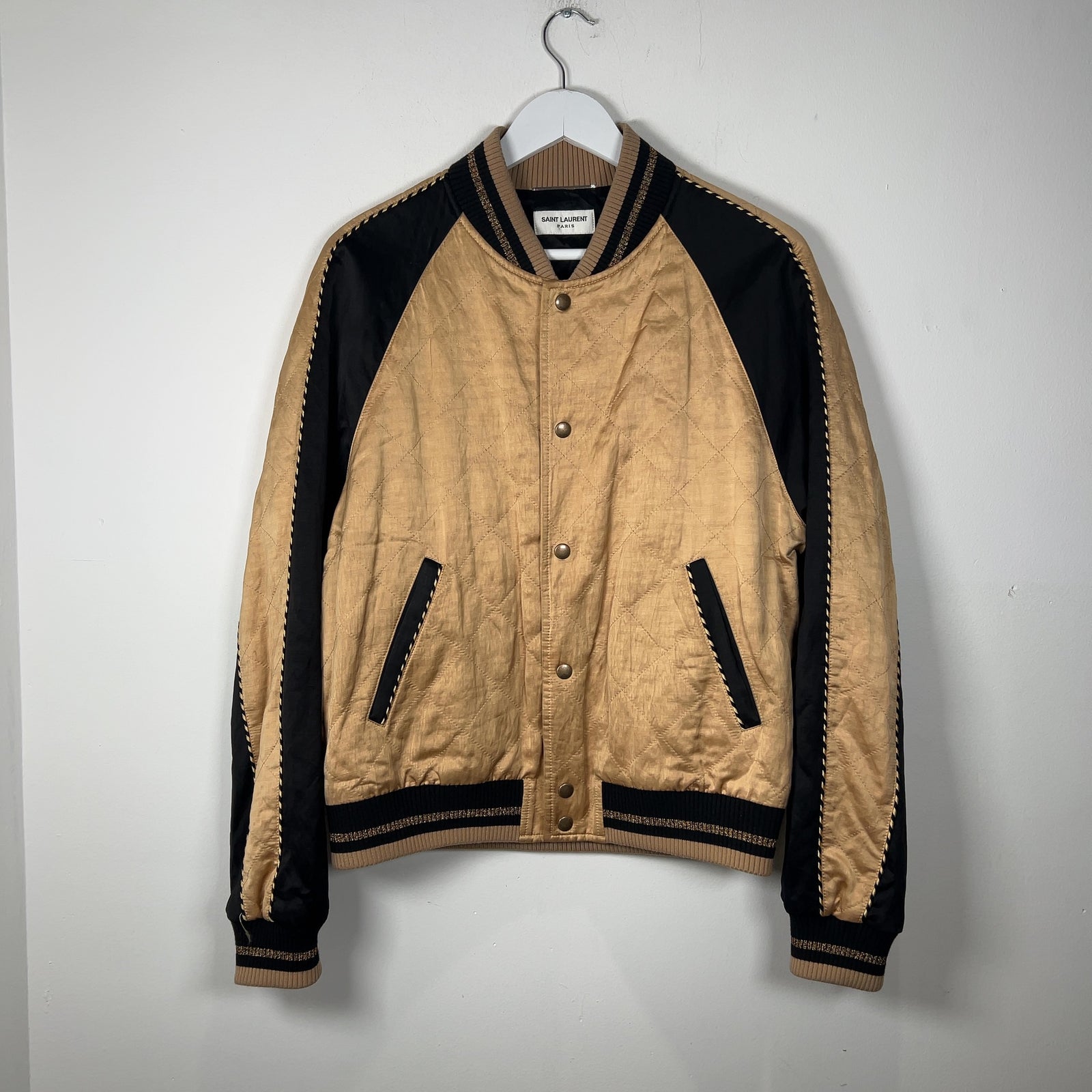 Saint Laurent Satin Diamond Quilted Teddy Jacket