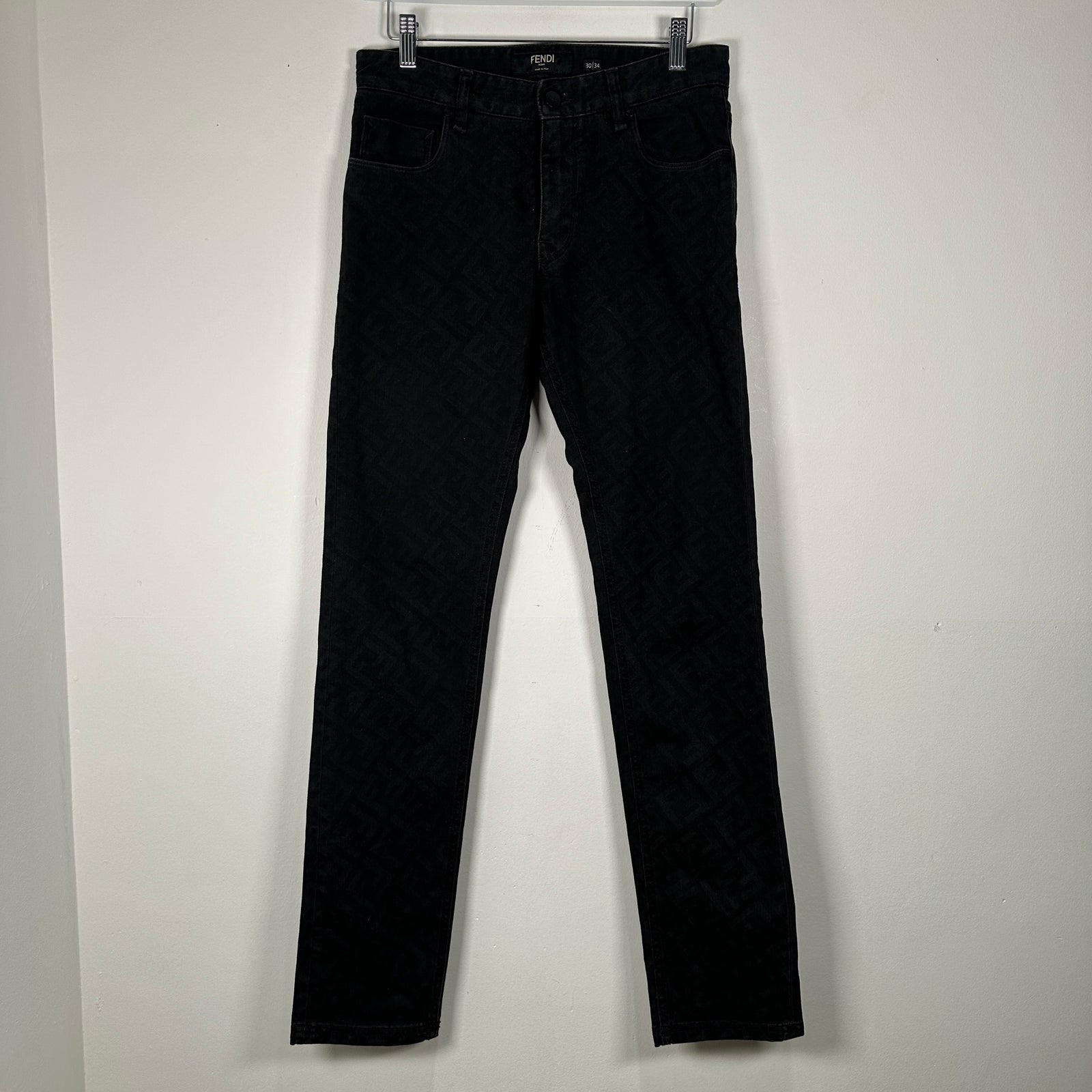 Fendi Jacquard Logo Black Jeans Size 30
