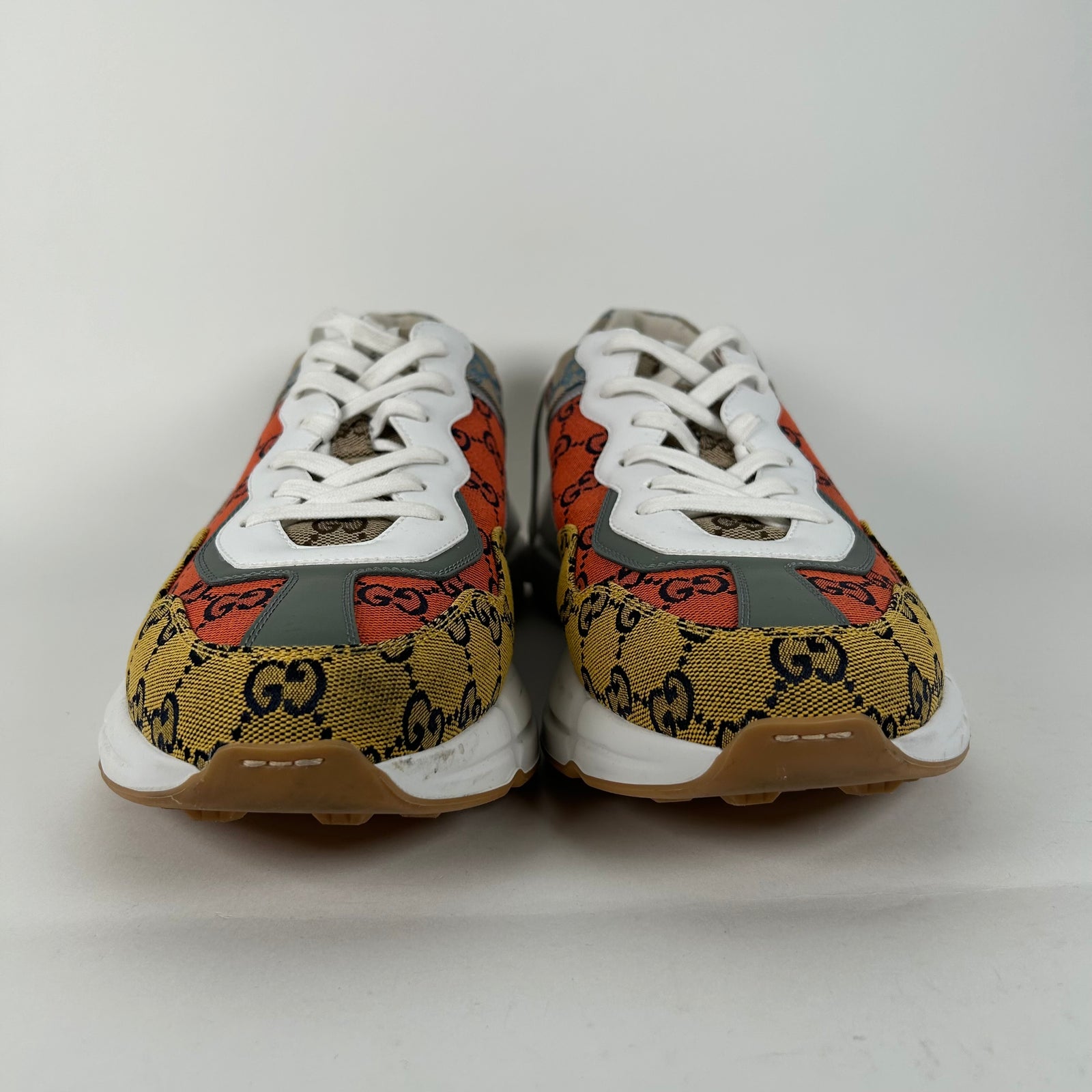 Gucci White GG Supreme Monogram Multicolor Rhyton Sneaker Size 11.5