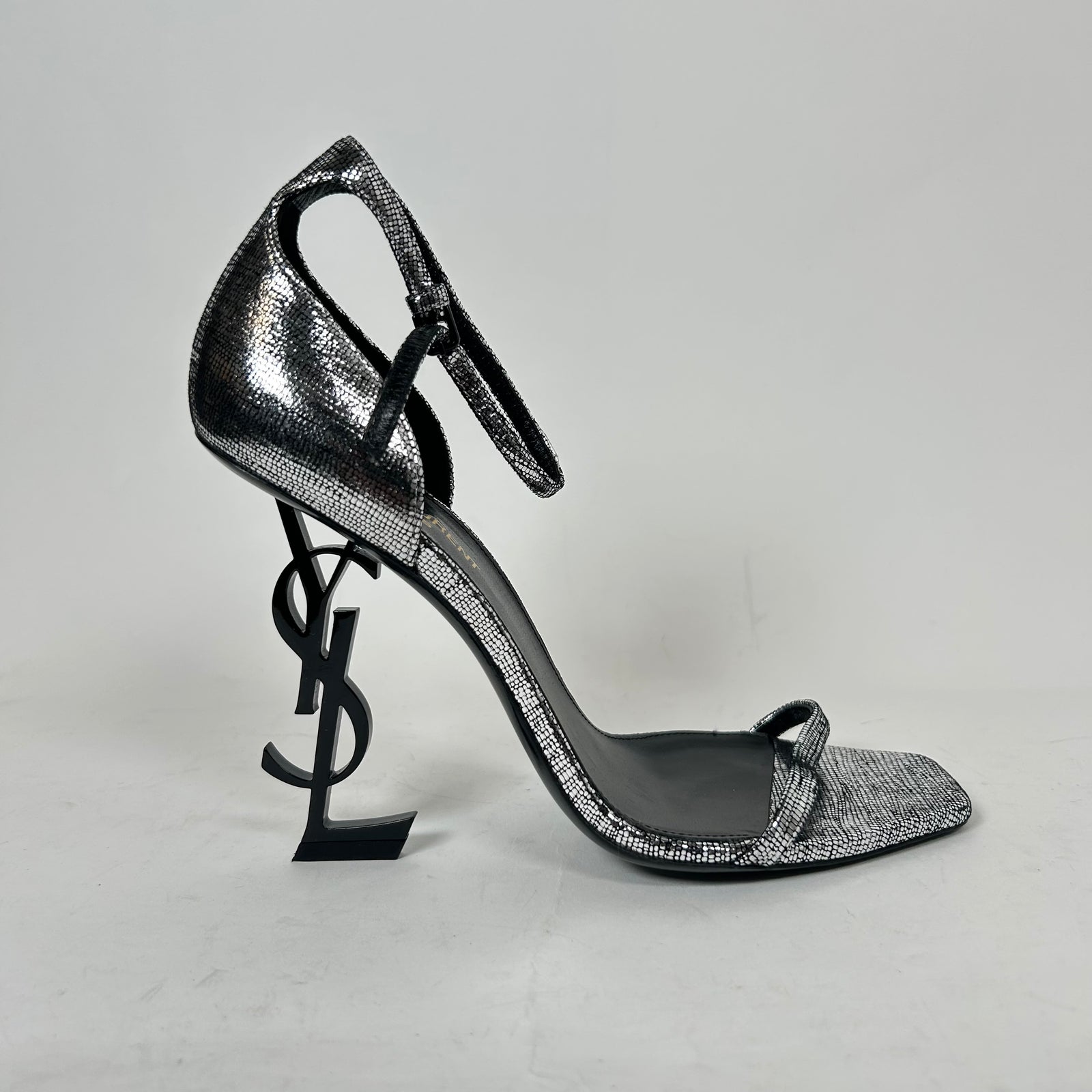 Saint Laurent Metallic Silver Sequin Opyum 110 Heels Size 39