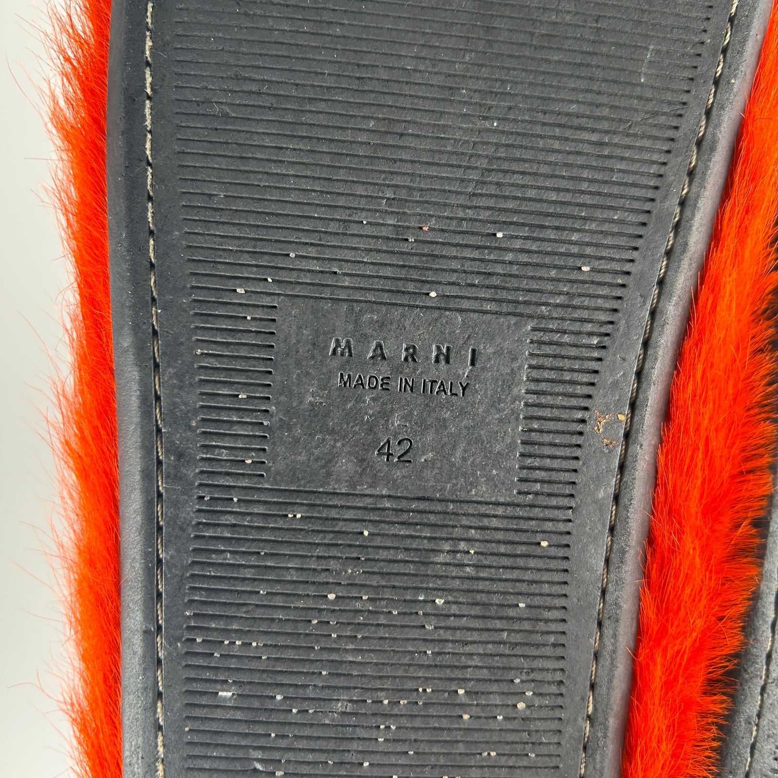 Marni Orange Fuzzy Slip On Slides Size 9