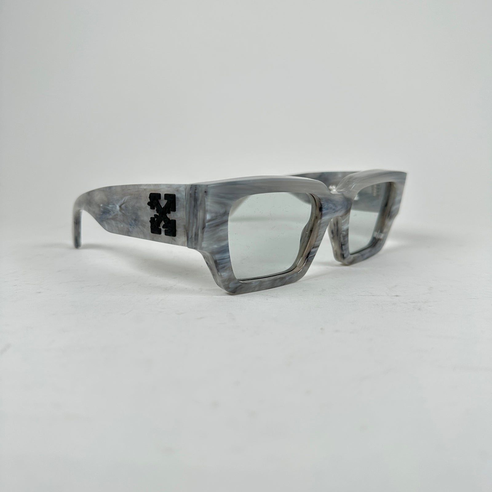Off-White Gray Marble Arrow Square Frame Sunglasses