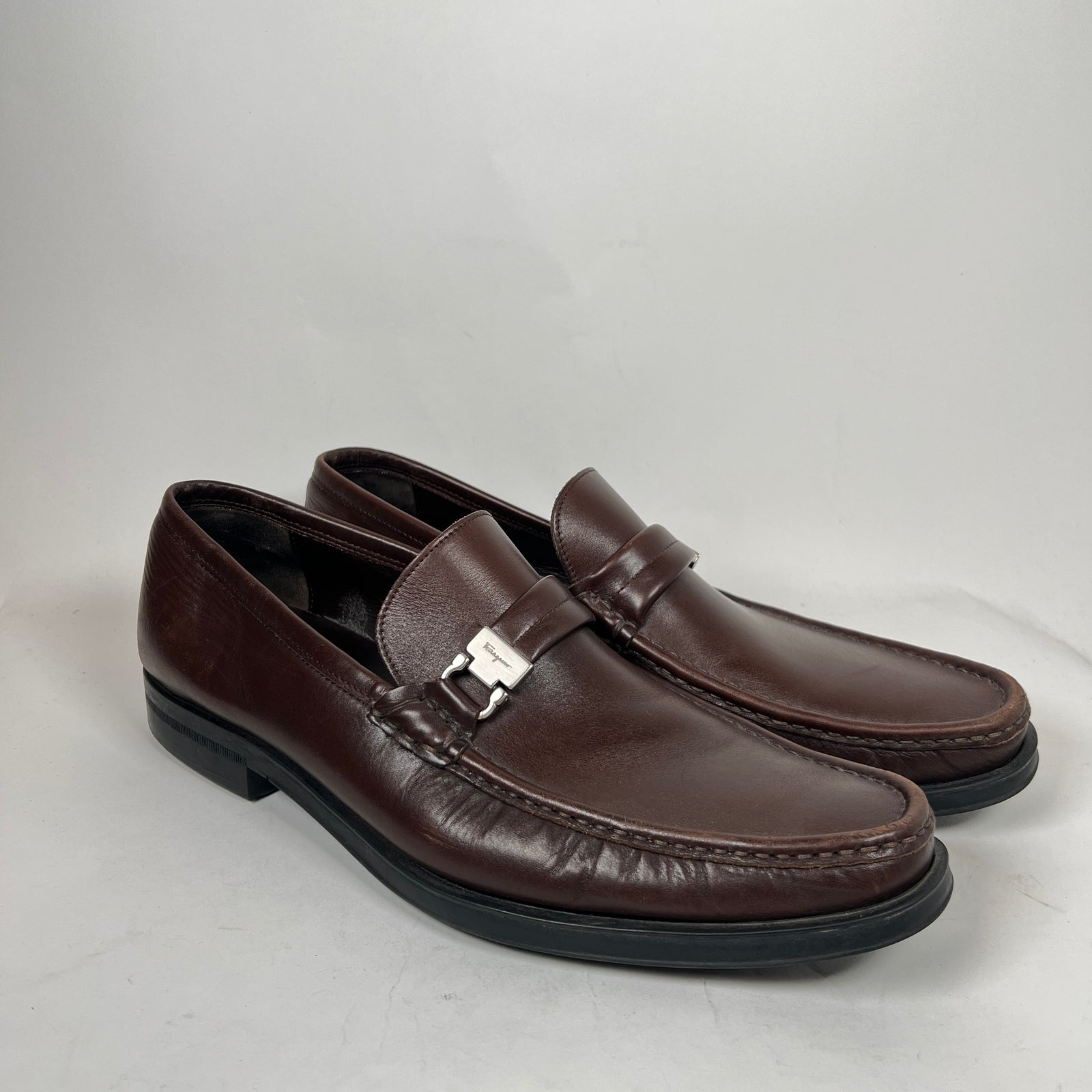 Ferragamo Brown Leather Loafers Size 10.5