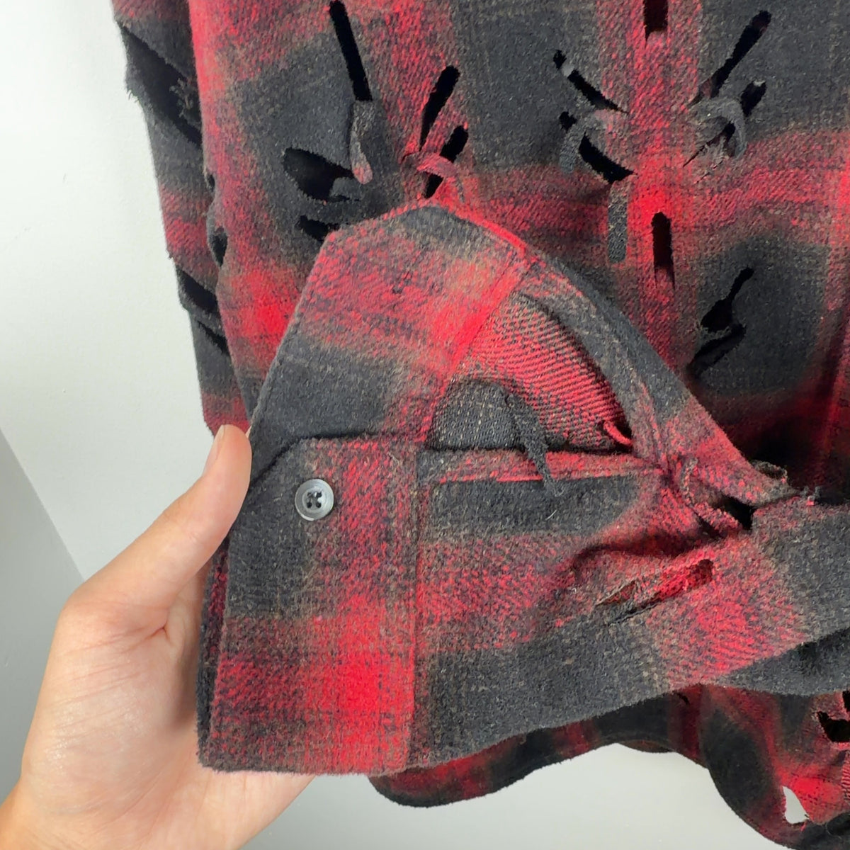 Juntae Kim Cutout Flannel Button Up Shirt