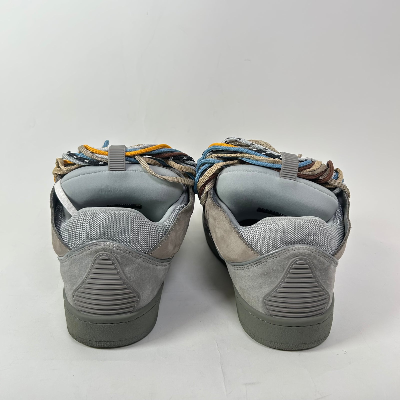 Lanvin Grey Multicolor Lace Curb Sneakers Size 44