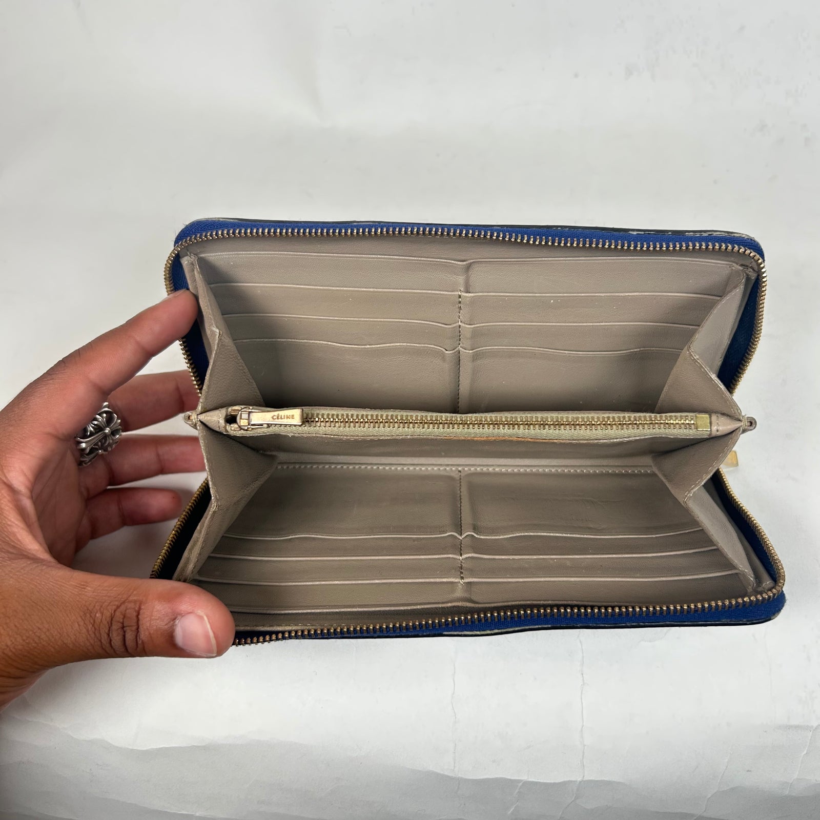 Celine Blue Leather Continental Wallet