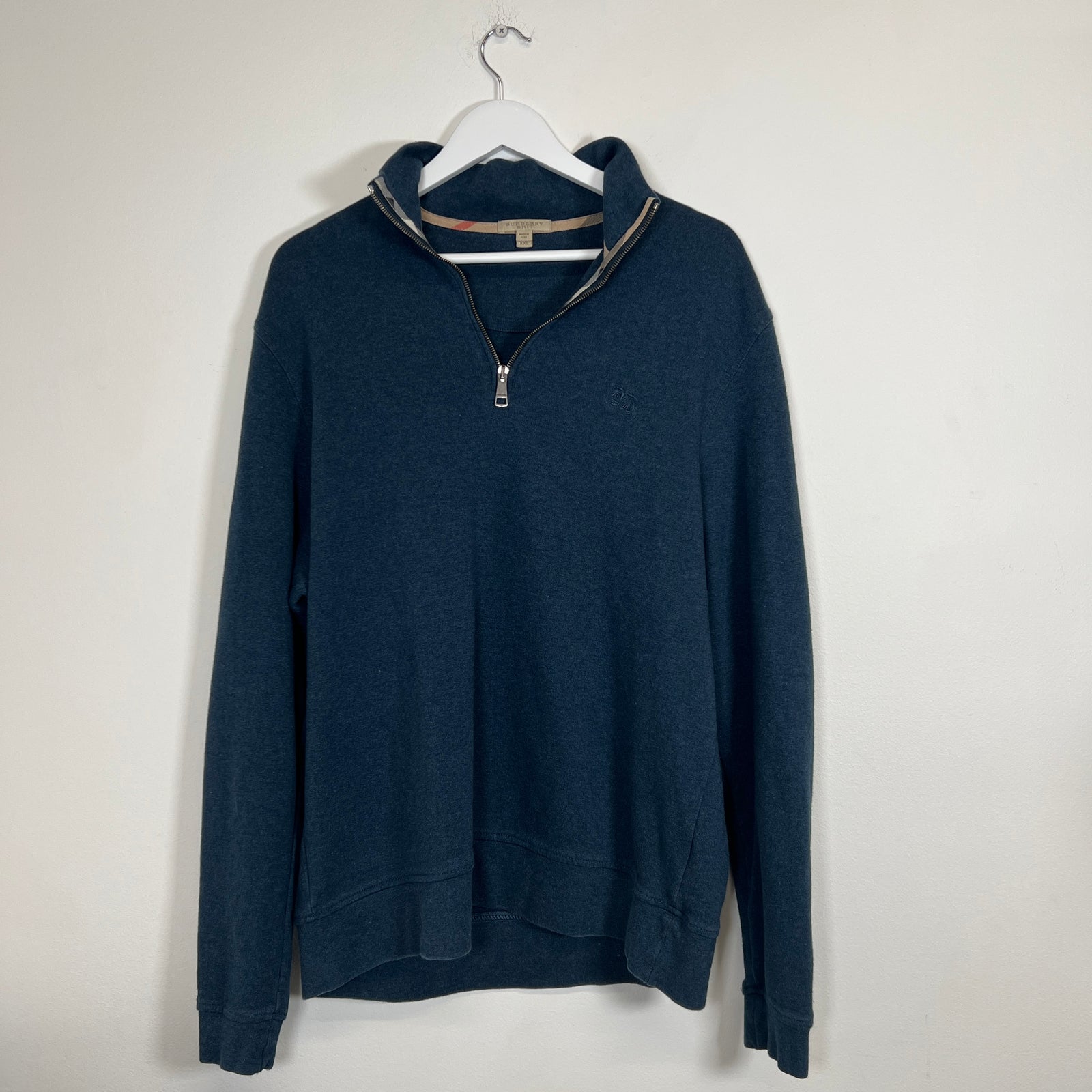 Burberry 1/4 Zip Navy Fleece XXL
