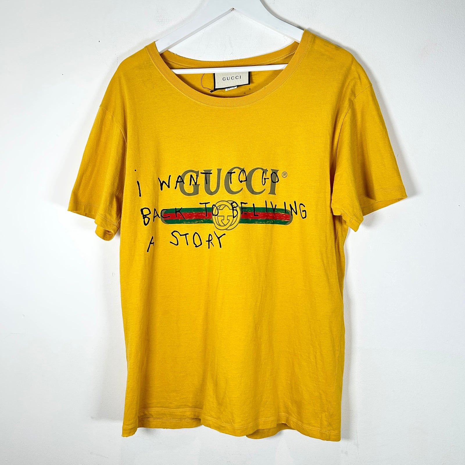 Gucci Yellow Graphic T-Shirt Size M