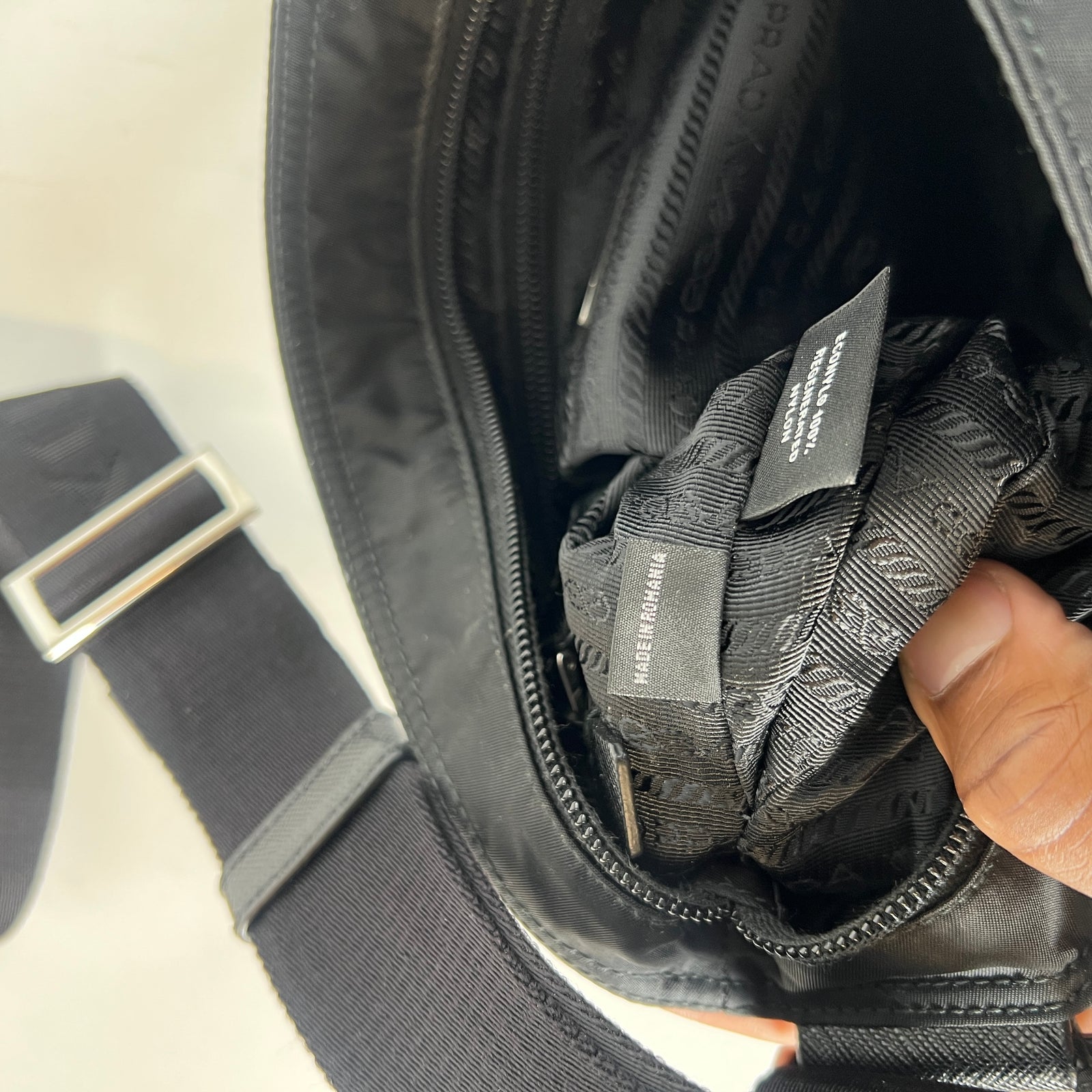 Prada Black Tessuto Nylon Messenger Bag