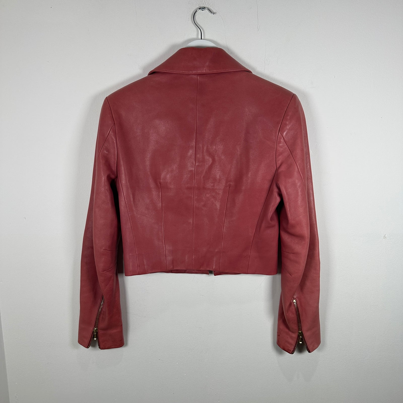 Christian Dior Pink Leather Biker Jacket Size 6