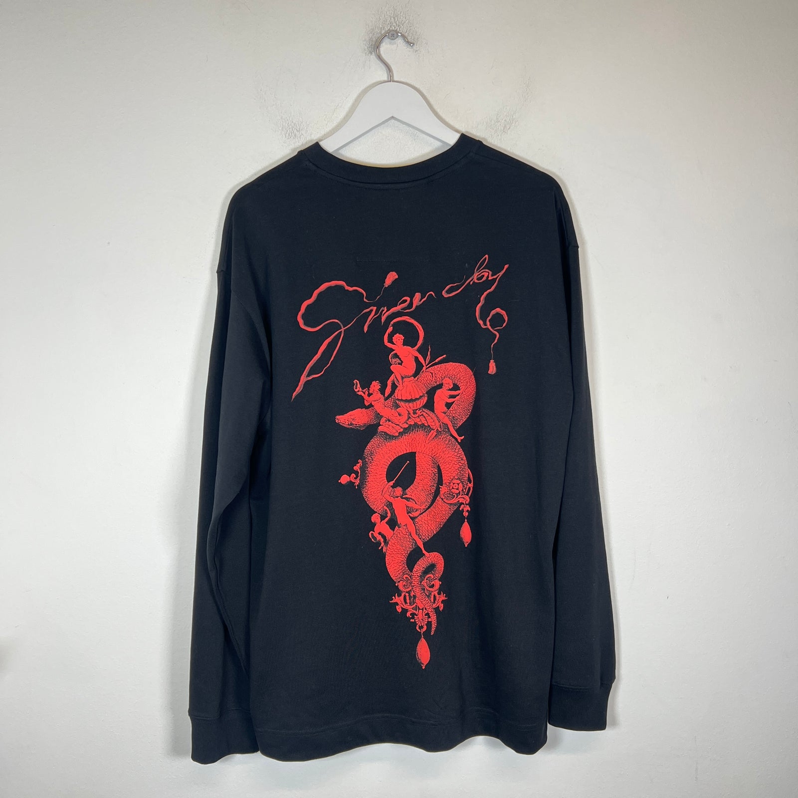 Givenchy Black/Red Snake CNY Logo Longsleeve Size M