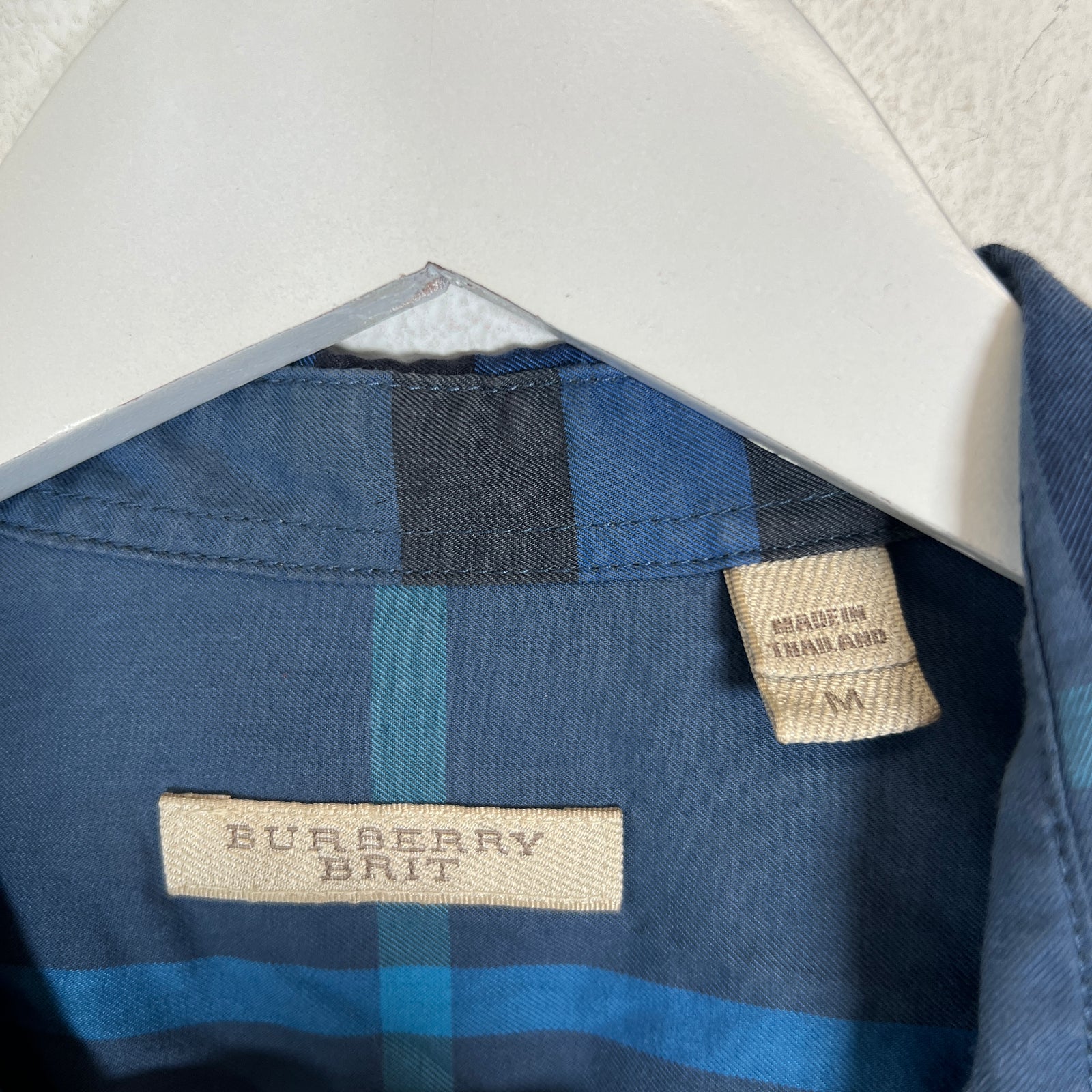 Burberry Blue Vintage Check Button-Up Shirt Size M