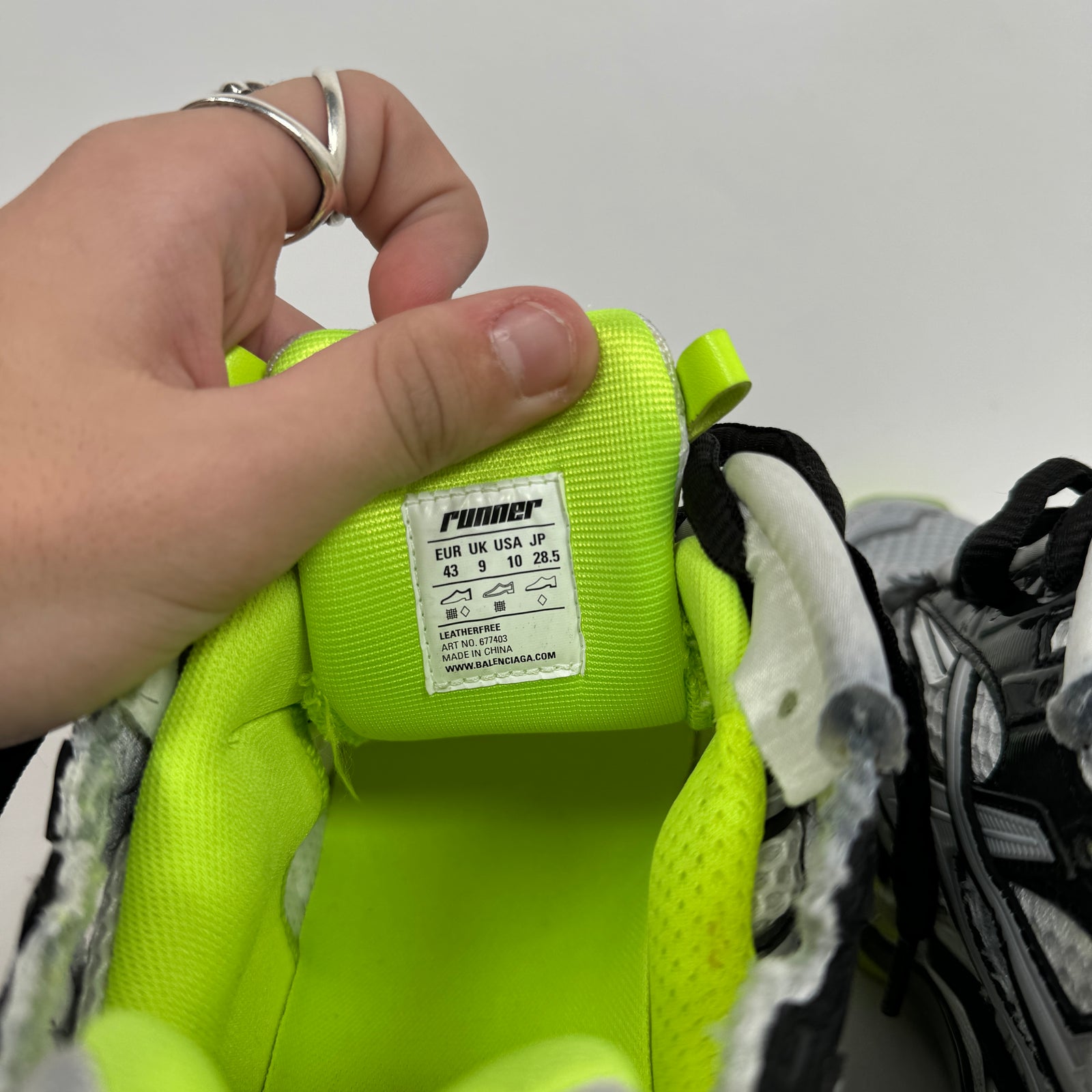 Balenciaga Silver/Neon Yellow Runners Size 43