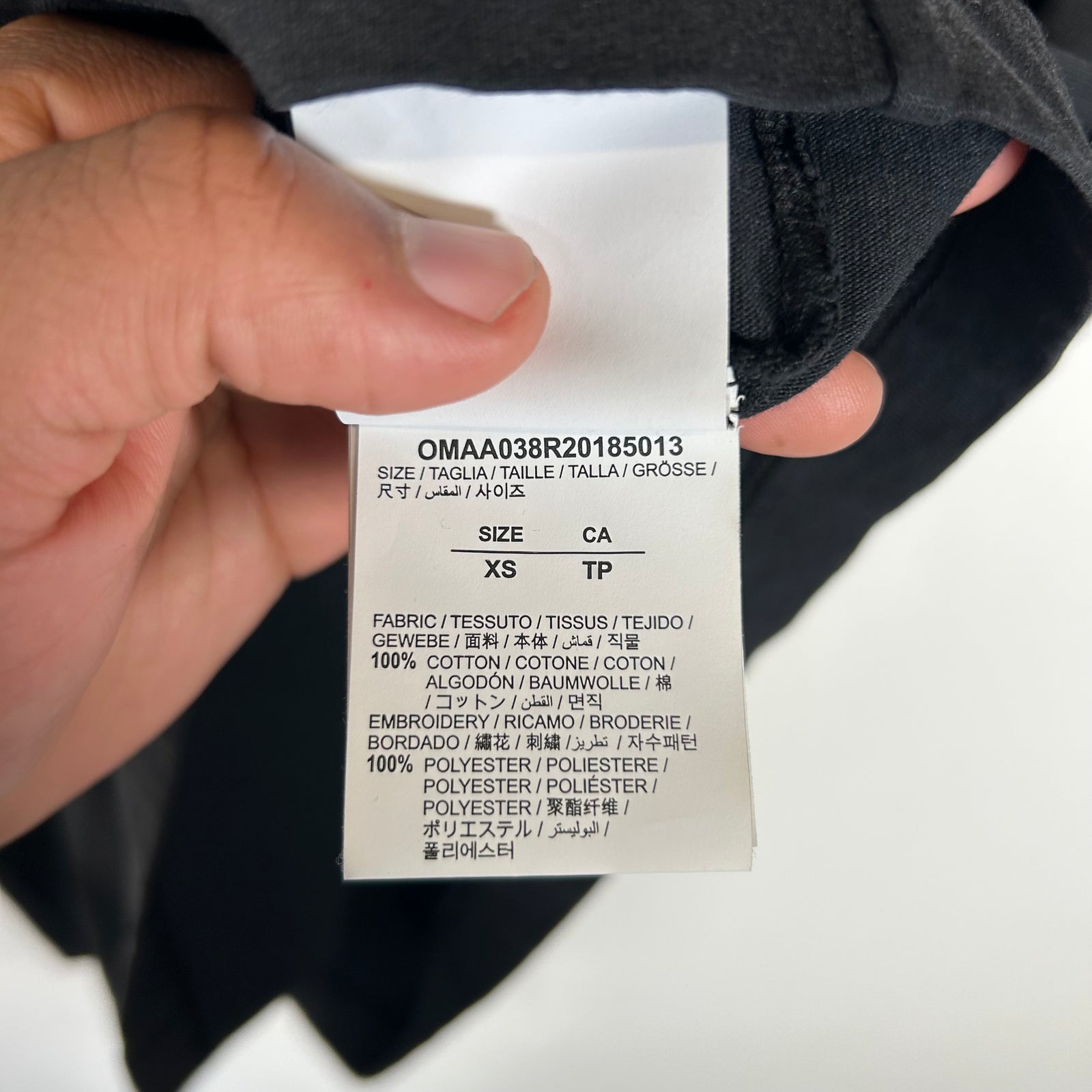 Off-White Black Hand Logo Tee Size XS