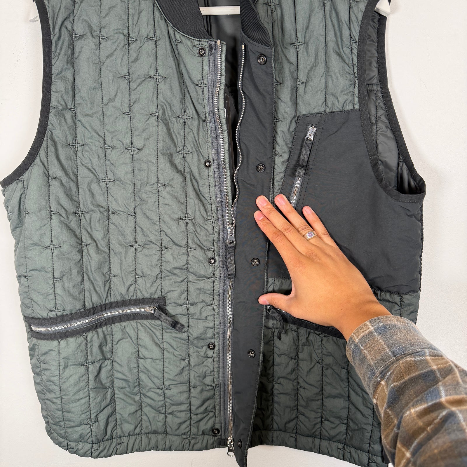Stone Island Grey Quilted Nylon Stella Vest Size M