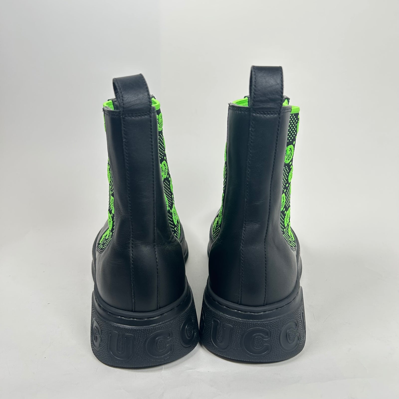 Gucci Black/Green Elastic Chelsea Boot Size GG 8.5