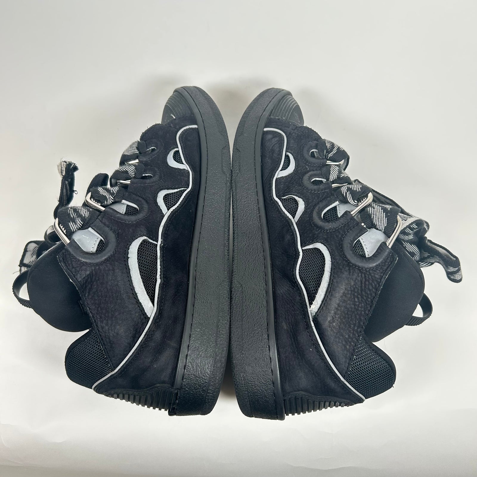Lanvin Black Reflective Curb Sneaker Size 44