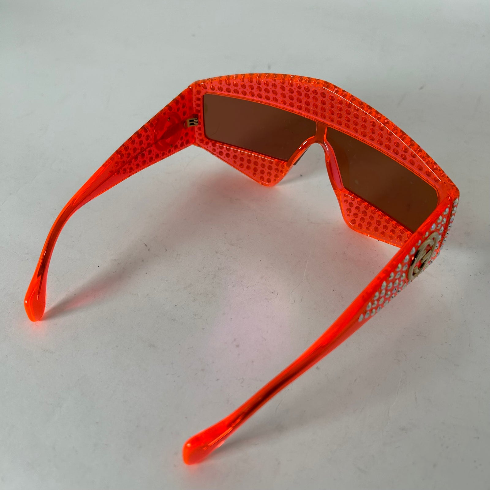 Gucci Shield Orange Crystal Hollywood Forever Sunglasses