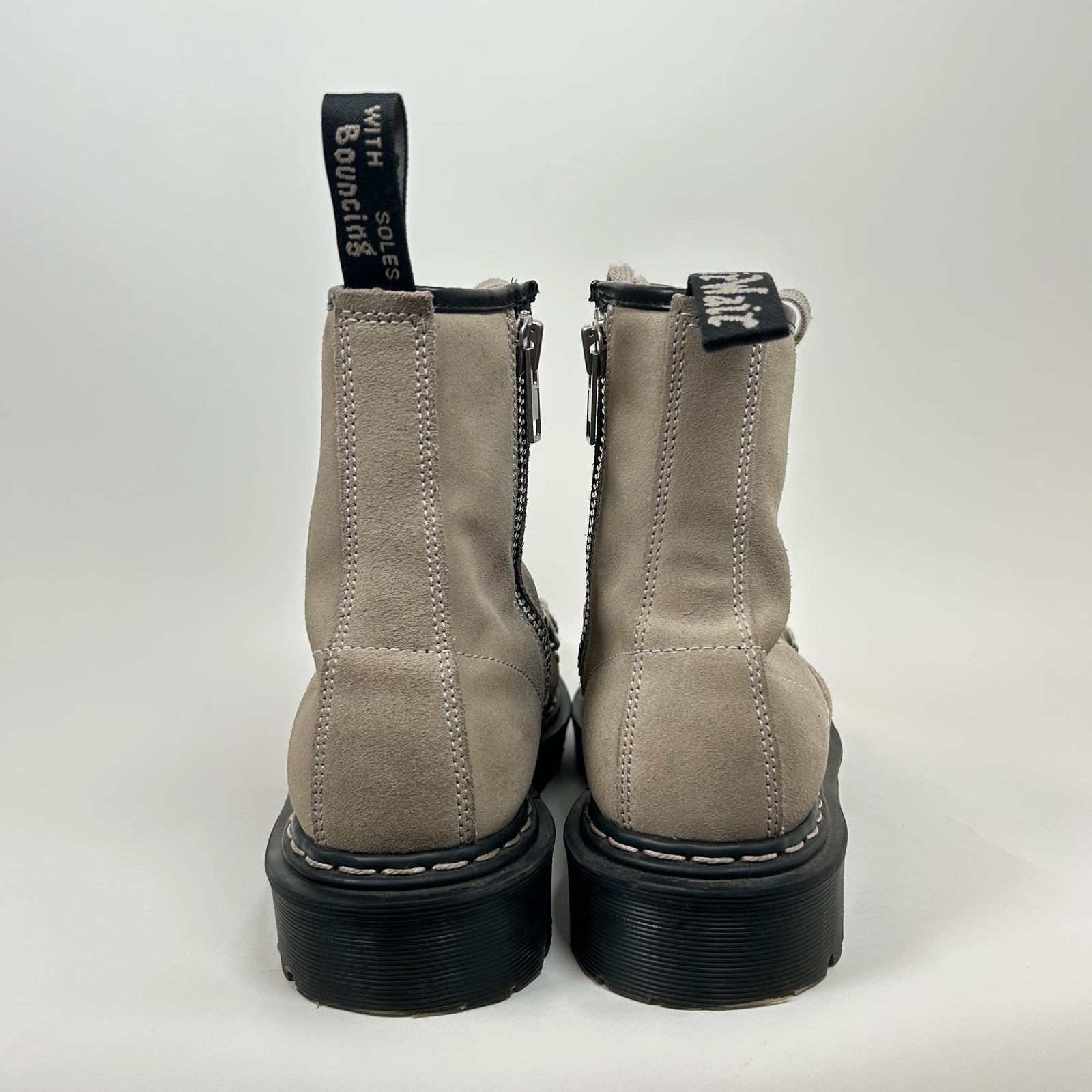 Rick Owens x Doc Martens Grey Suede Bex Boots Size 45
