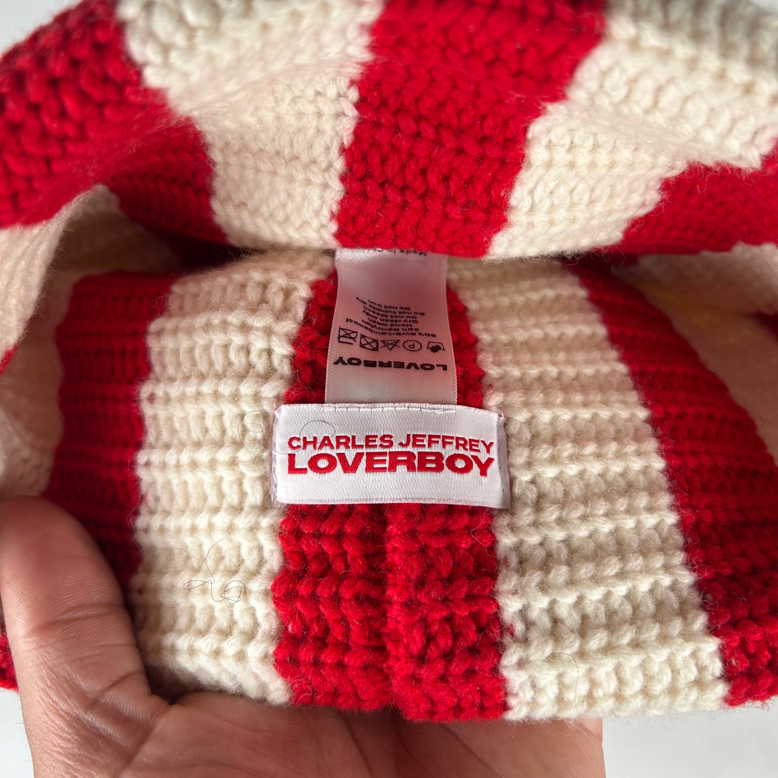 Charles Jeffrey Loverboy Red Striped Ears Beanie