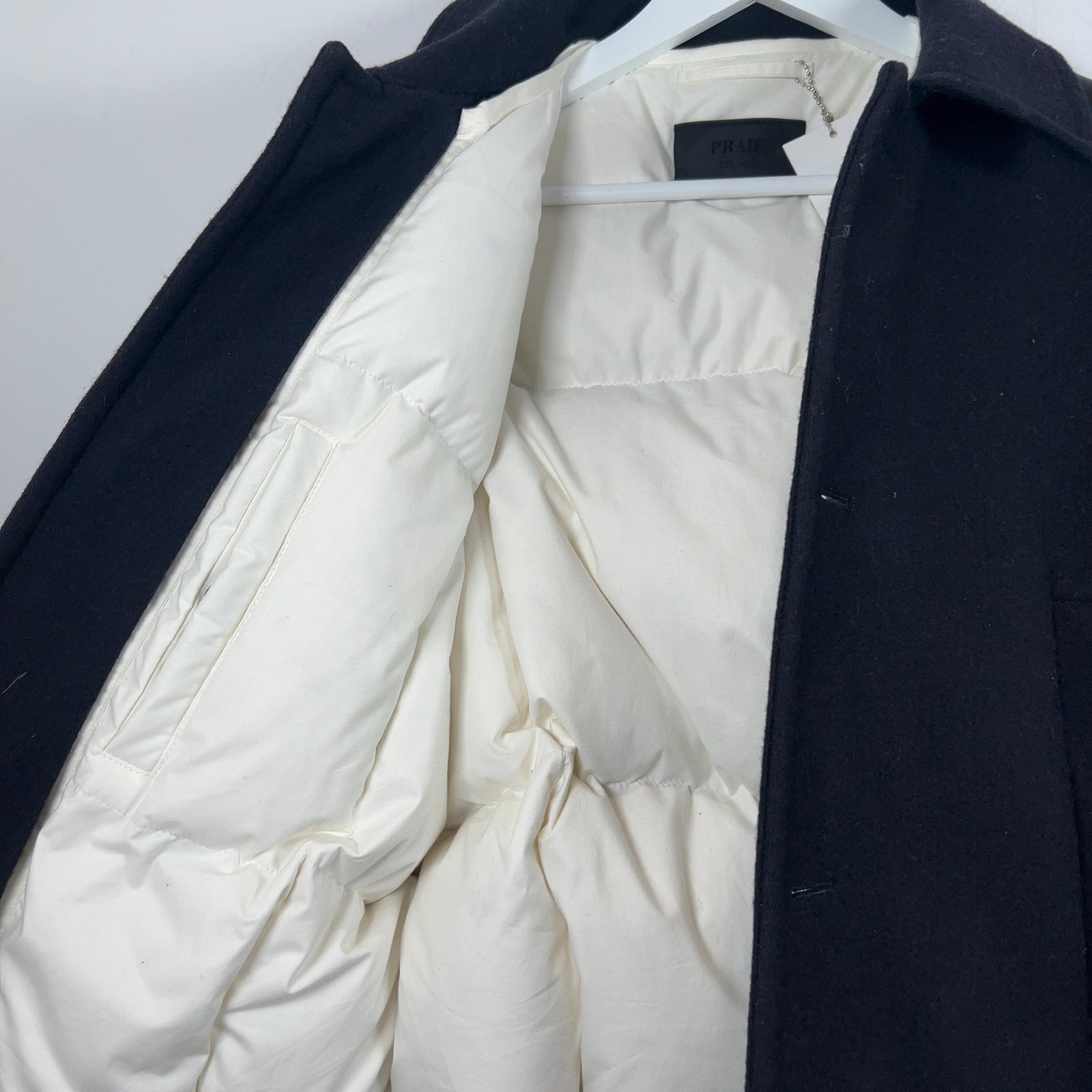 Prada Paneled Wool Down Lined Cropped Bomber Jacket