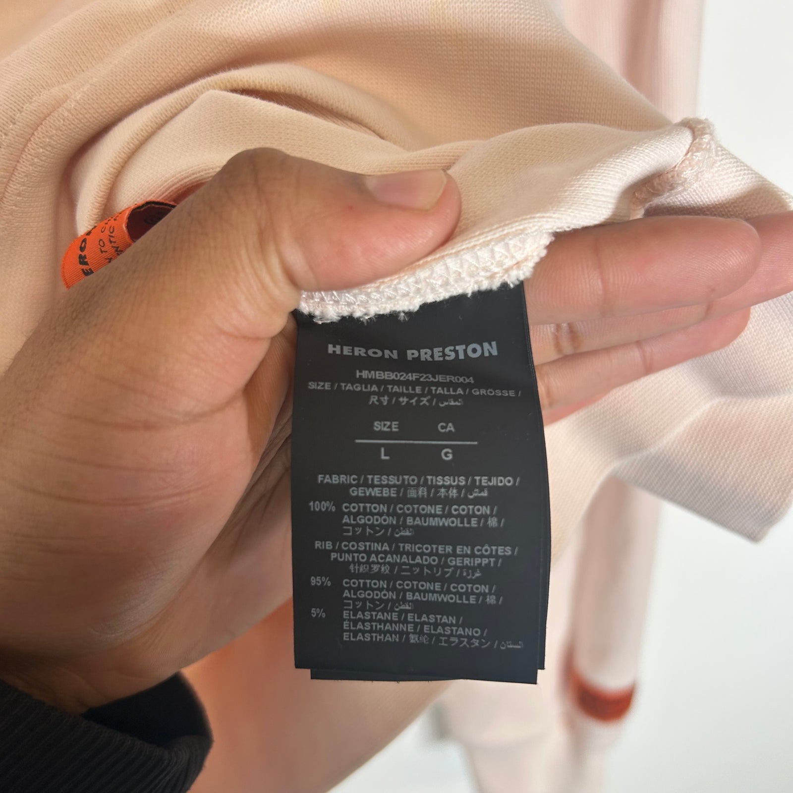 Heron Preston Pink Burn Hoodie Size L