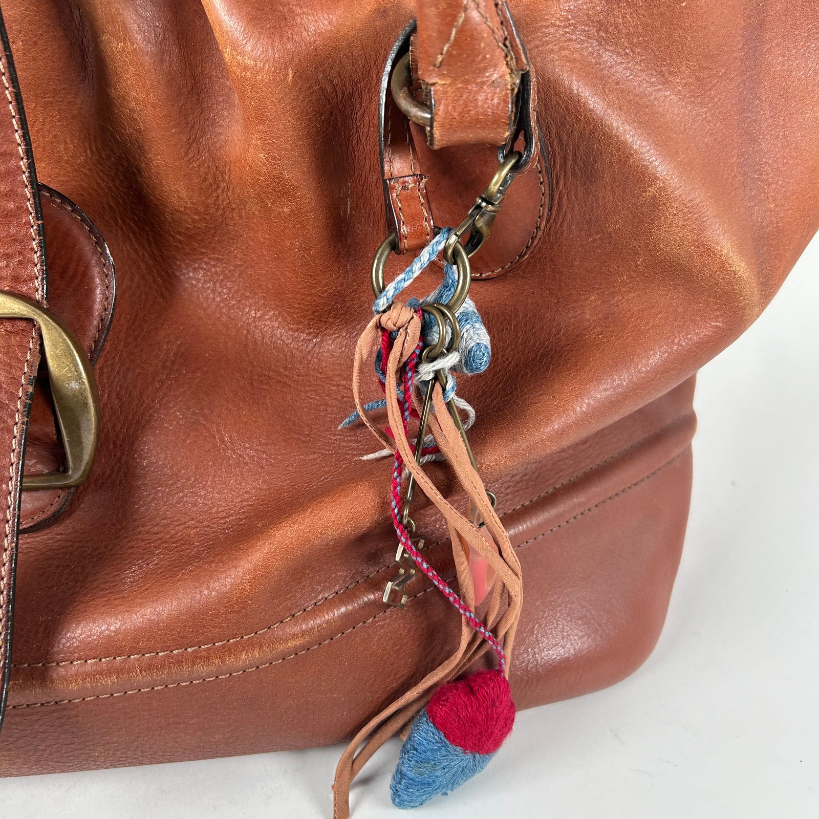 Marni Brown Buckle Charm Leather Tote Bag
